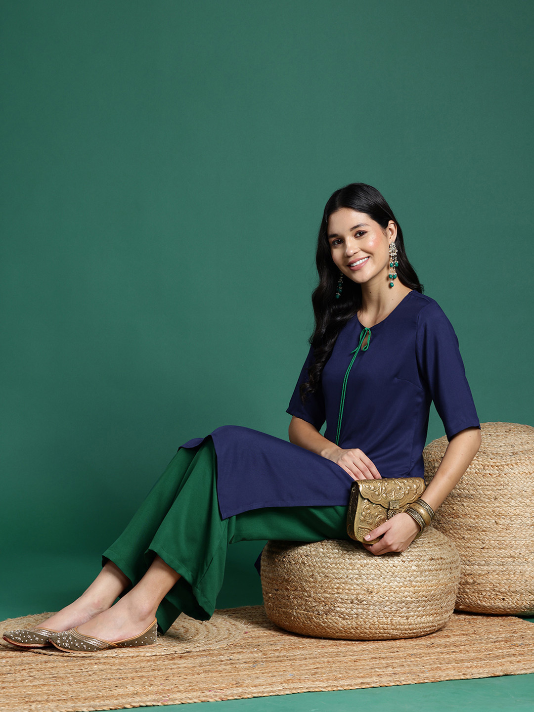 

Sangria Regular Kurta with Palazzos, Blue