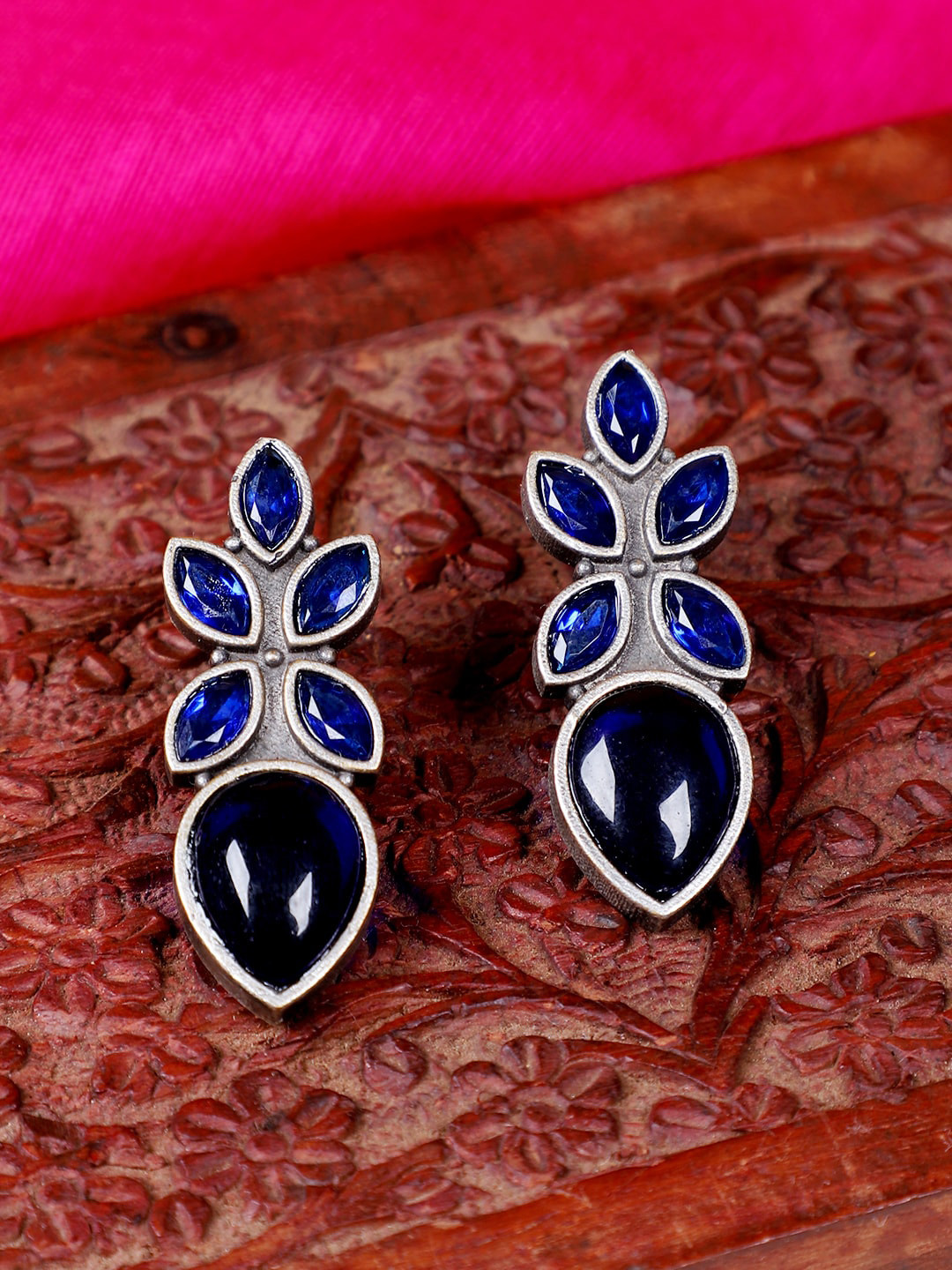 

FIROZA Teardrop Shaped Drop Earrings, Silver