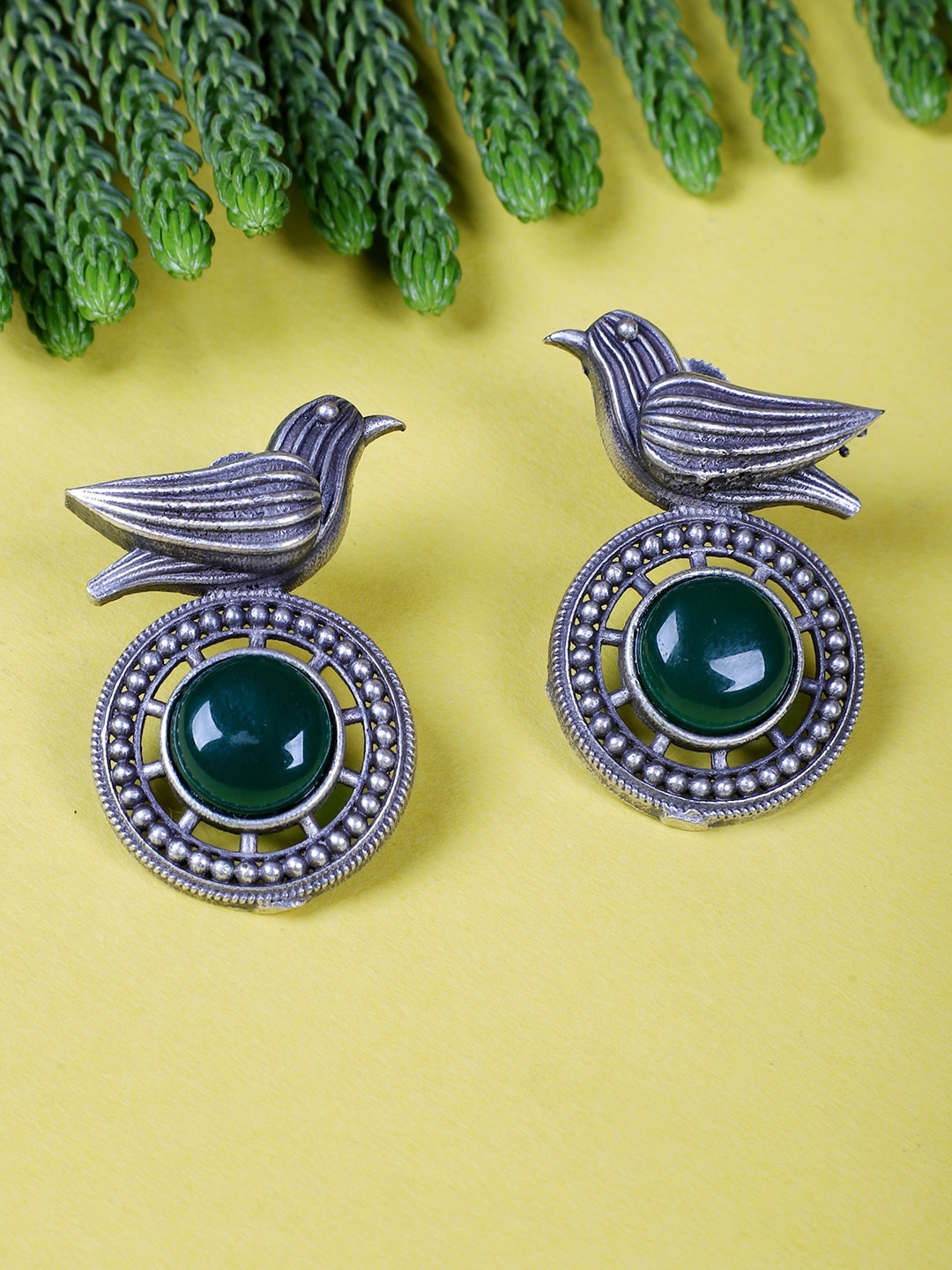 

FIROZA Circular Ethnic Drop Earrings, Silver