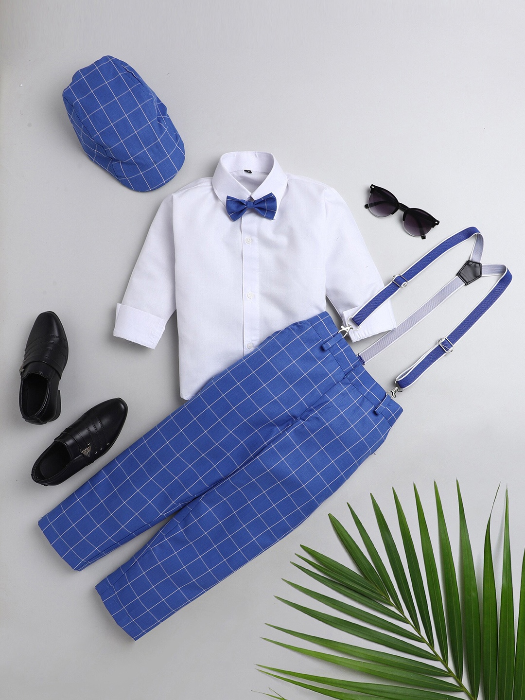 BAESD Boys Checked Shirt With Trousers, Blue