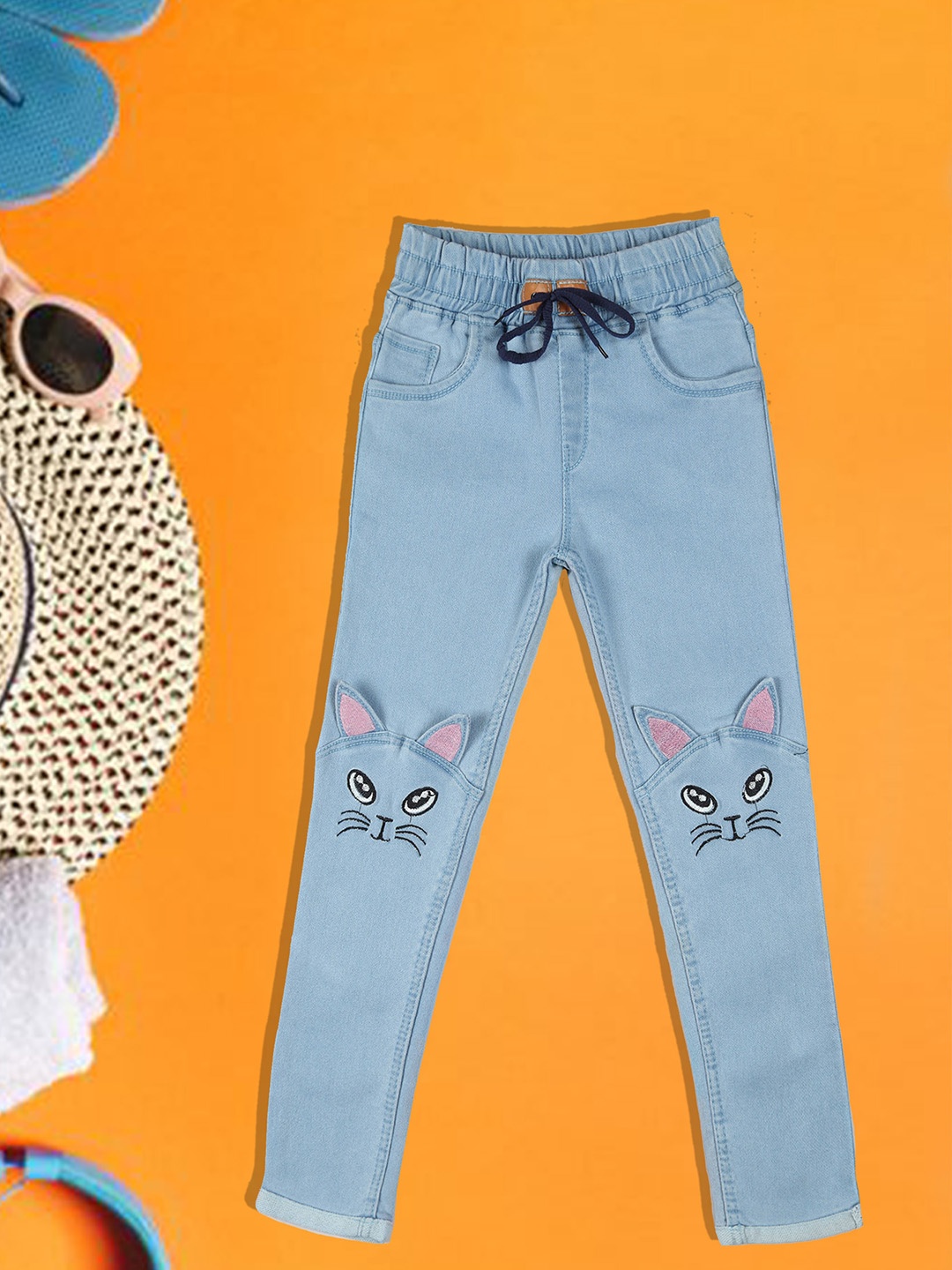 

A-Okay Kids Clean Look Embroidered Slim Fit Denim Jeans, Blue