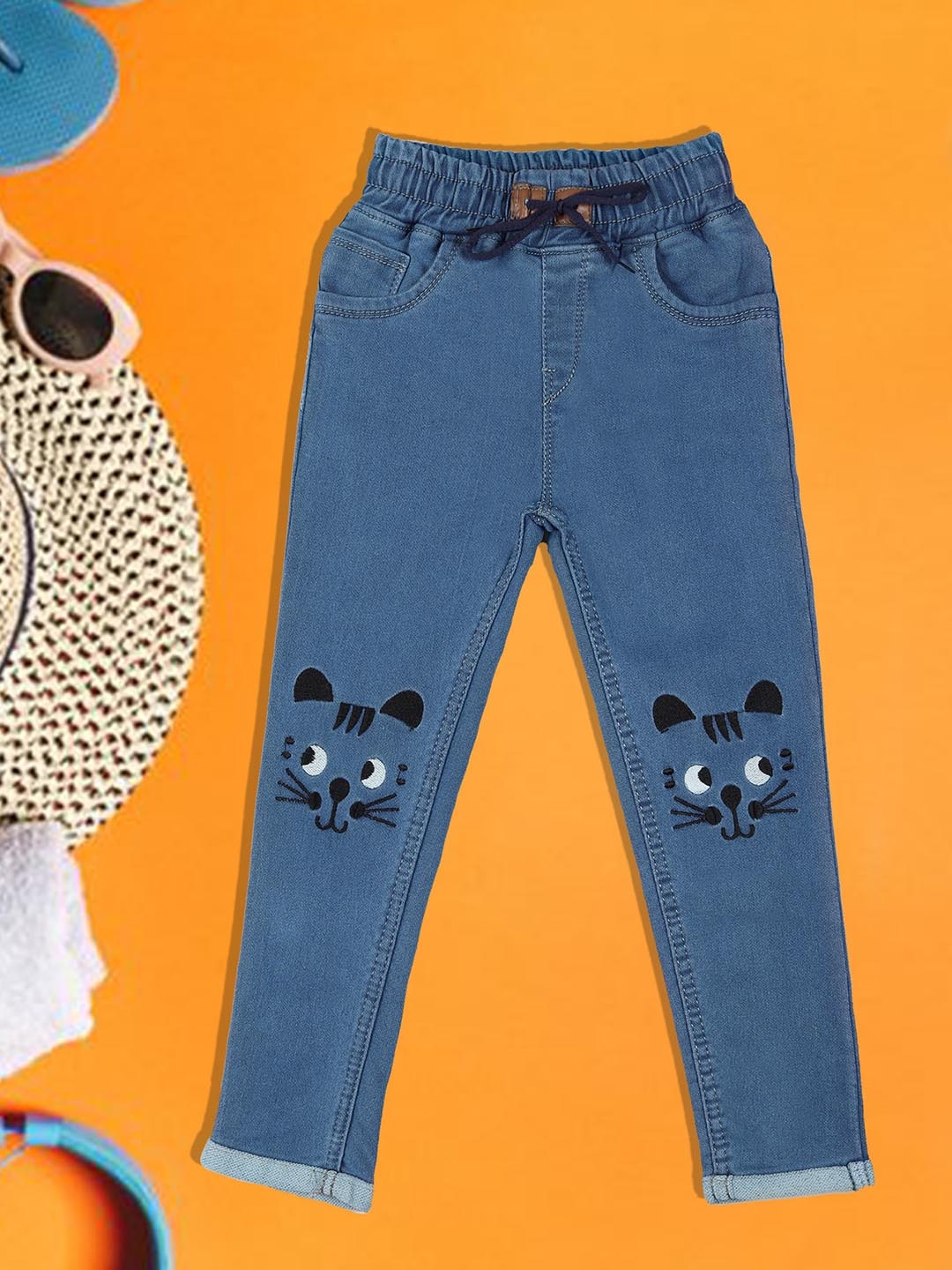

A-Okay Kids Printed Slim Fit High-Rise Jeans, Blue