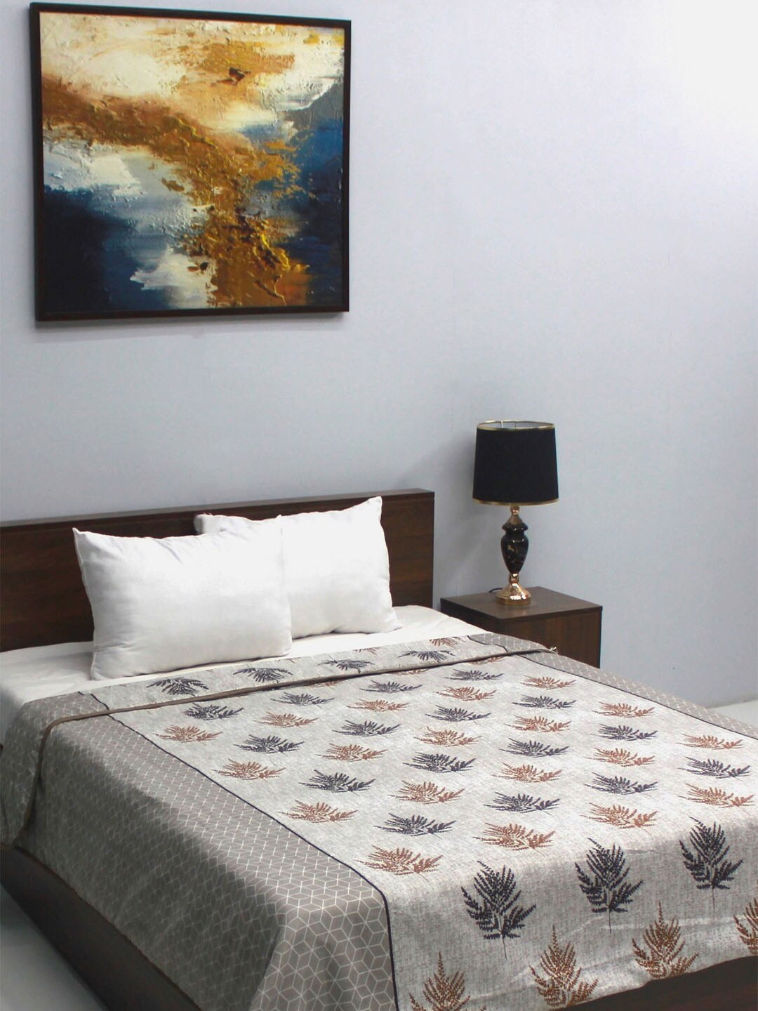 

Rubix Home All Season Grey & Beige AC Room 110 GSM Double Bed Dohar
