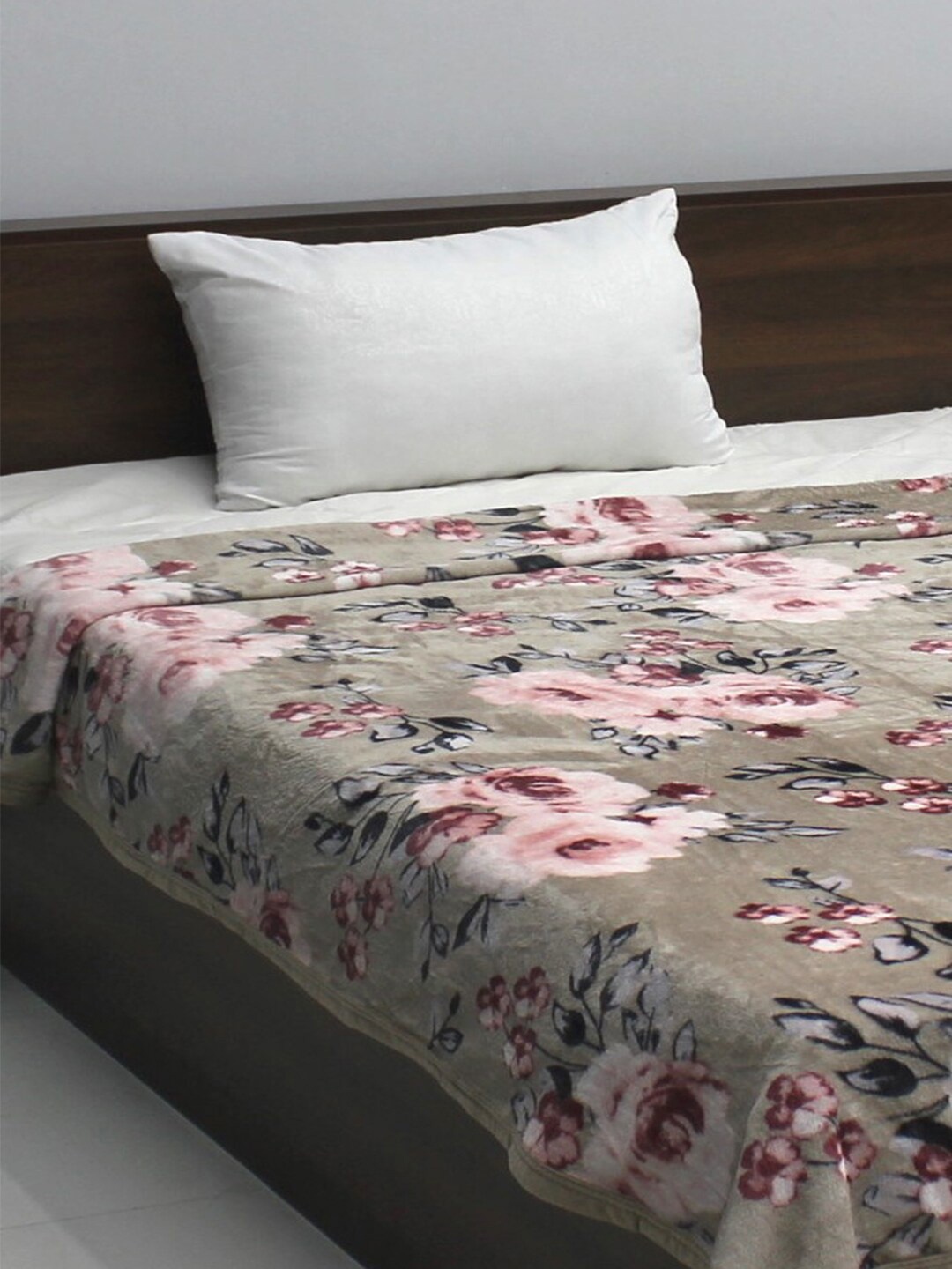 

Rubix Home All Season Grey & Pink Floral AC Room 354 GSM Single Bed Blanket