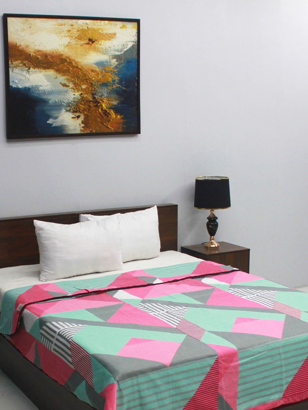 

Rubix Home All Season Green & Grey AC Room 110 GSM Double Bed Dohar