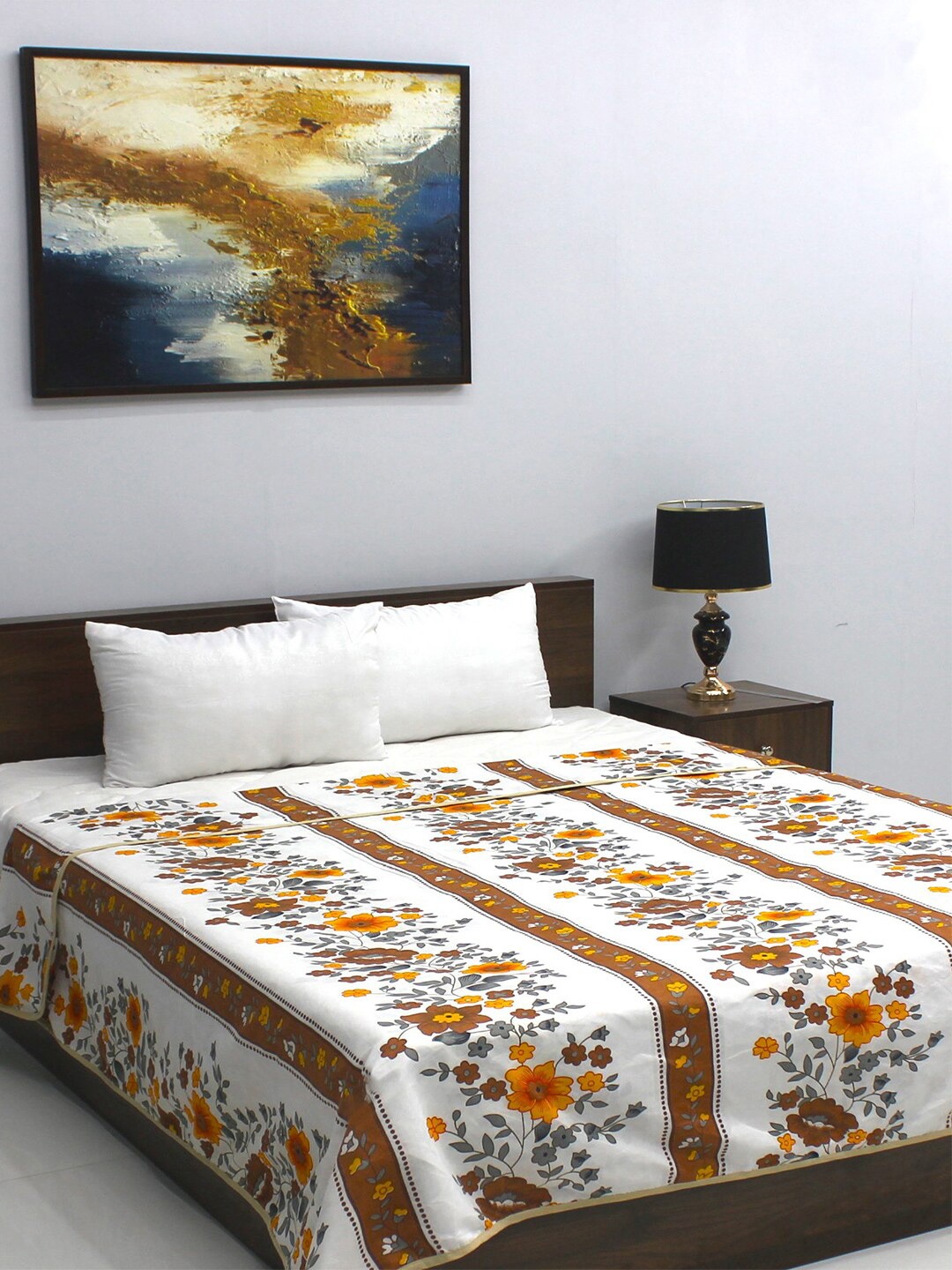 

Rubix Home White 110 GSM Floral Double Bed Dohar