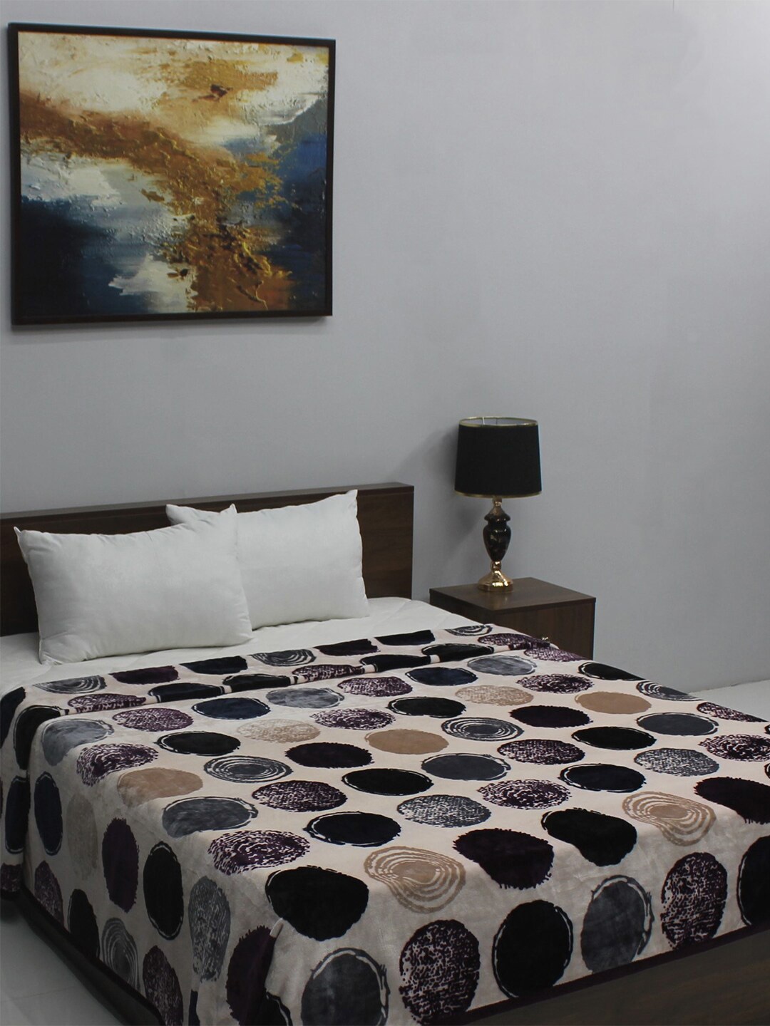 

Rubix Home All Season Off White & Purple Printed AC Room 354 GSM Single Bed Blanket
