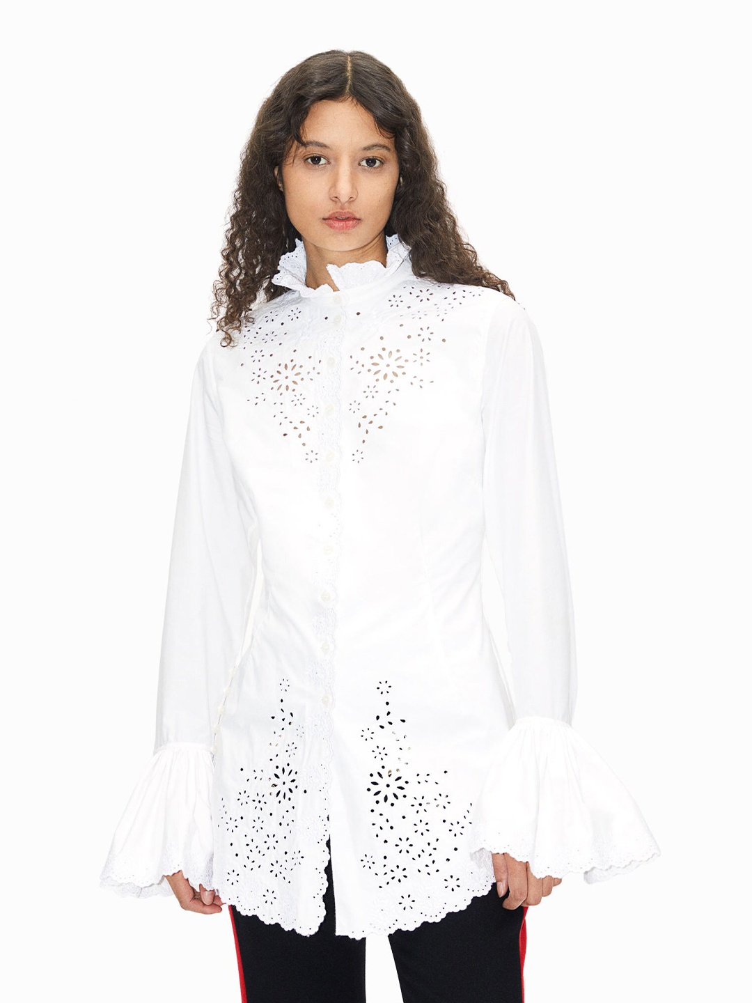 

H&M Broderie Anglaise Cotton Poplin Shirt, White