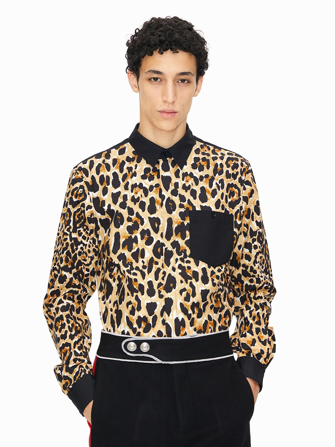 

H&M Leopard-Print Cotton Shirt, Beige