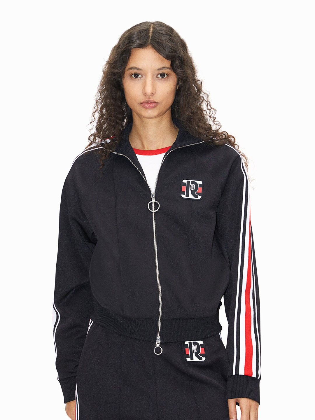 

H&M Appliqud Track Jacket, Black