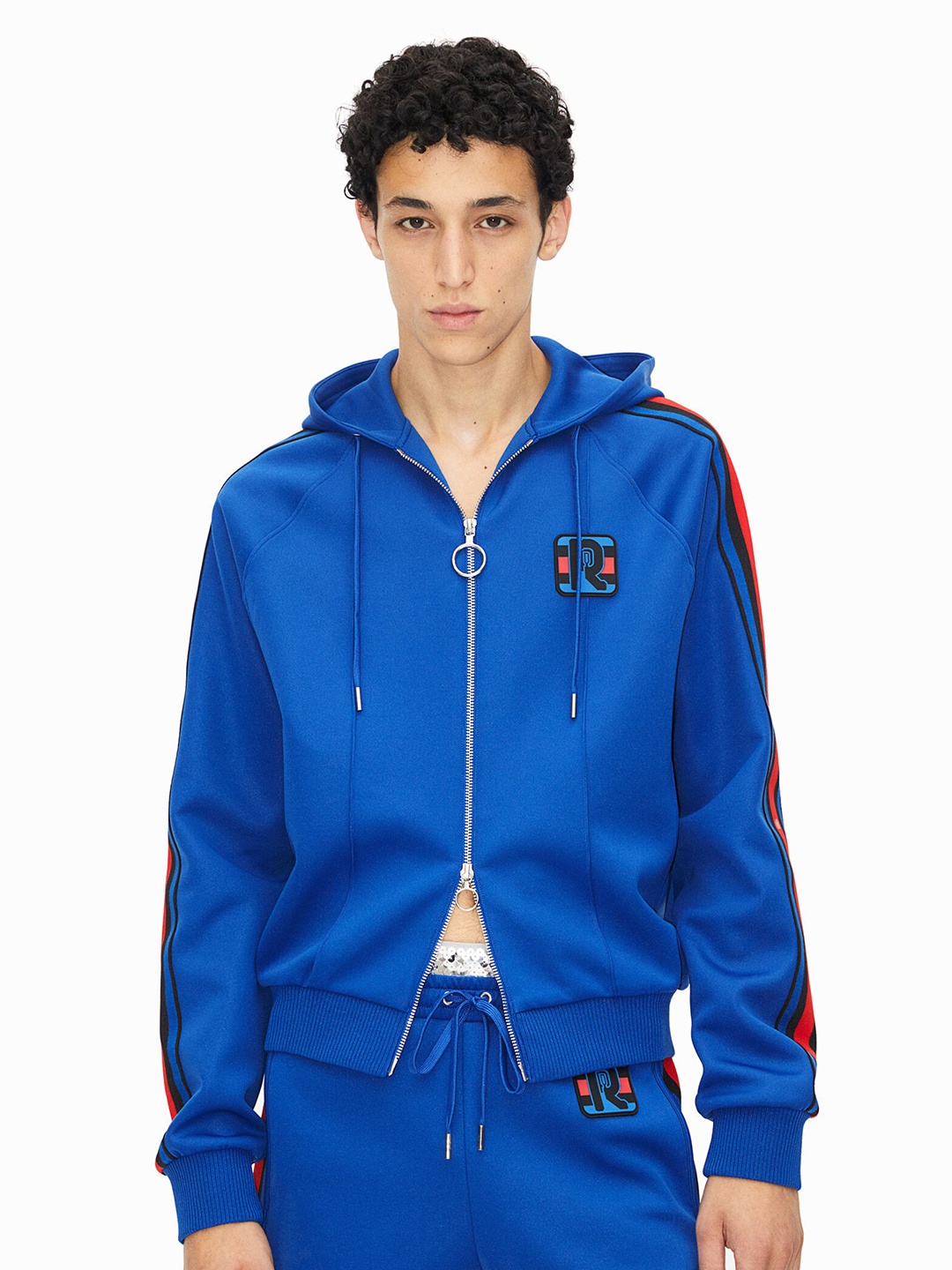 

H&M Appliqud Hooded Track Jacket, Blue