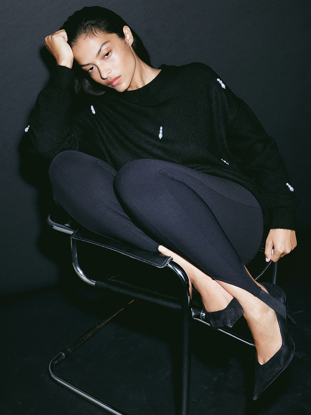 

H&M Beaded Jumper, Black