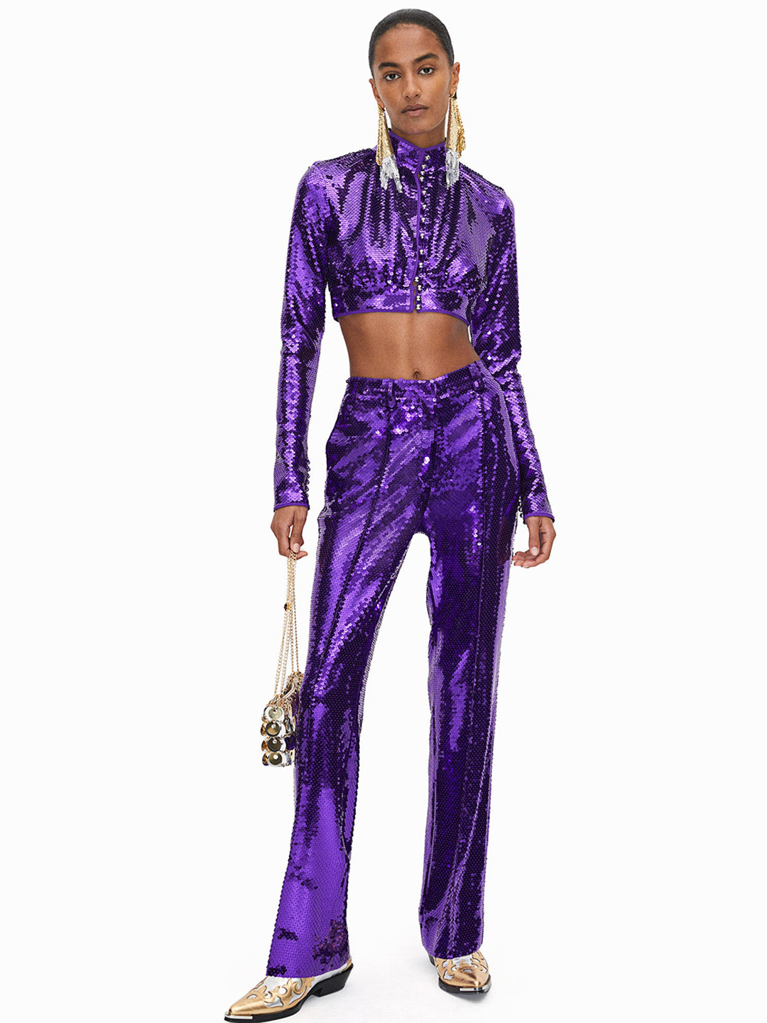 

H&M Sequined Trousers, Purple