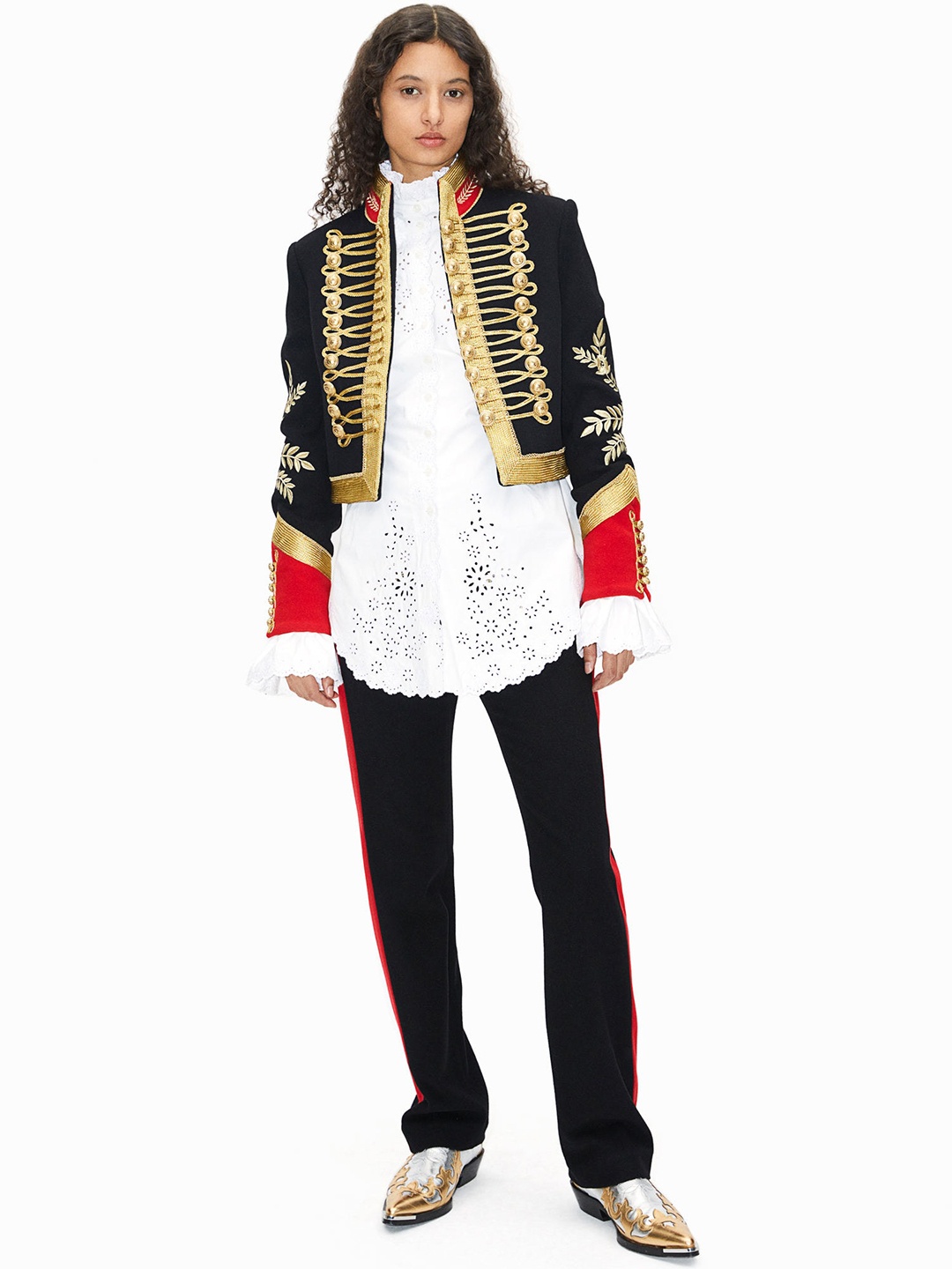 

H&M Embroidered Wool Jacket, Black