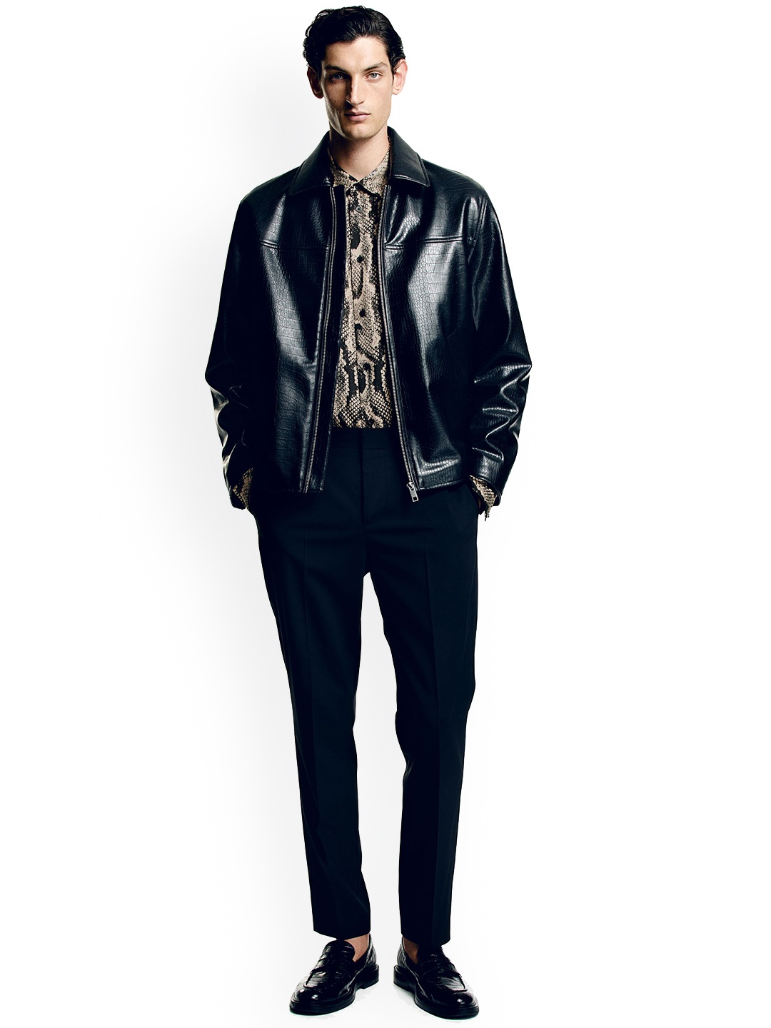 

H&M Regular Fit Coated Jacket, Black