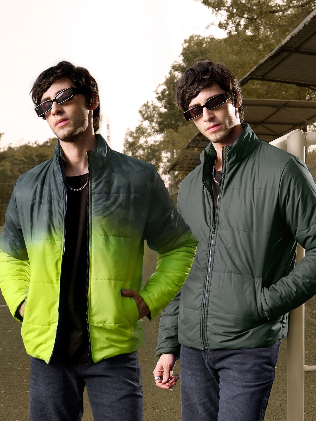 

The Souled Store Colourblocked Reversible Puffer Jacket, Green