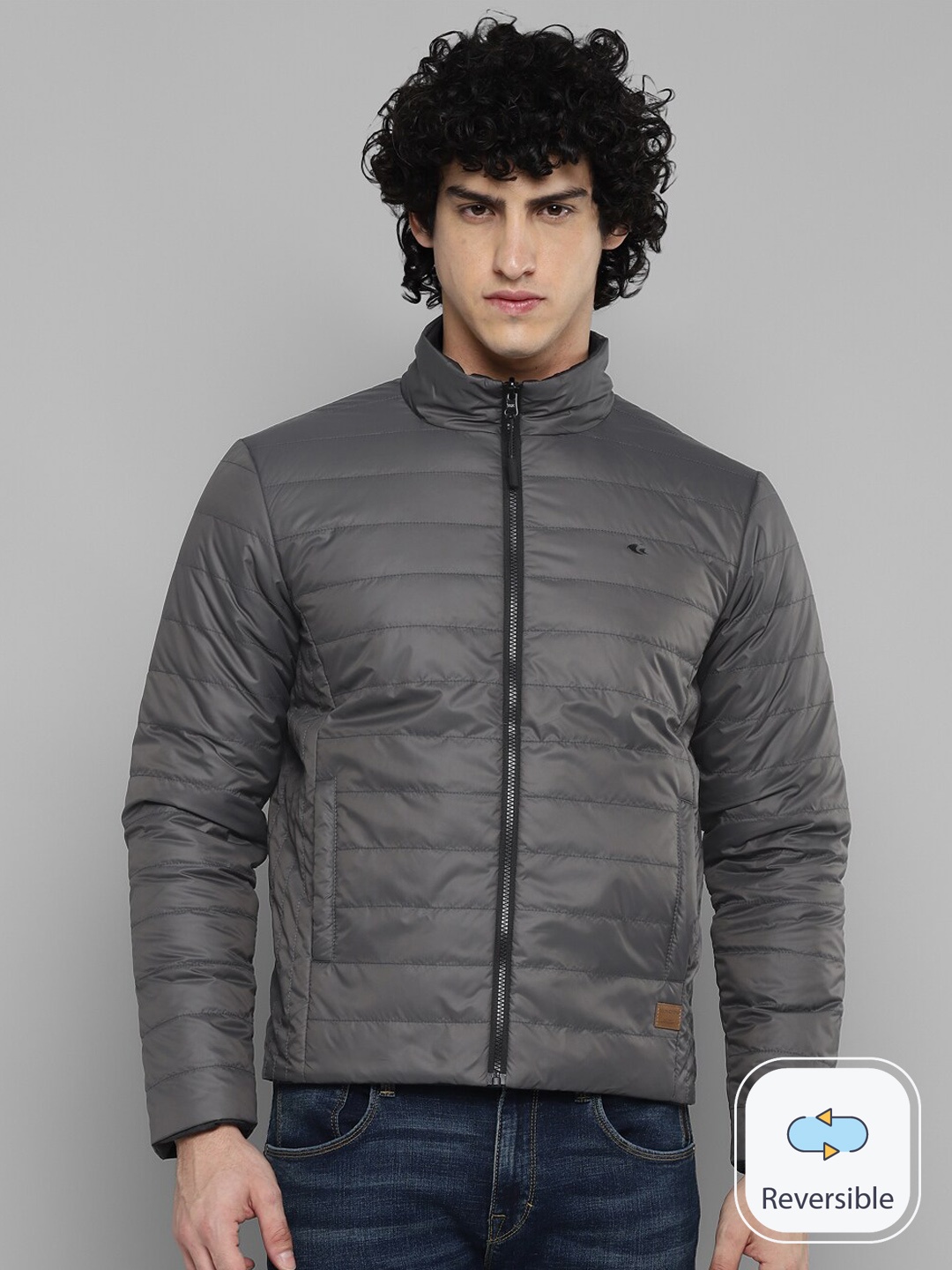 

Allen Cooper Mock Collar Long Sleeve Reversible Water Repellent Padded Jacket, Grey