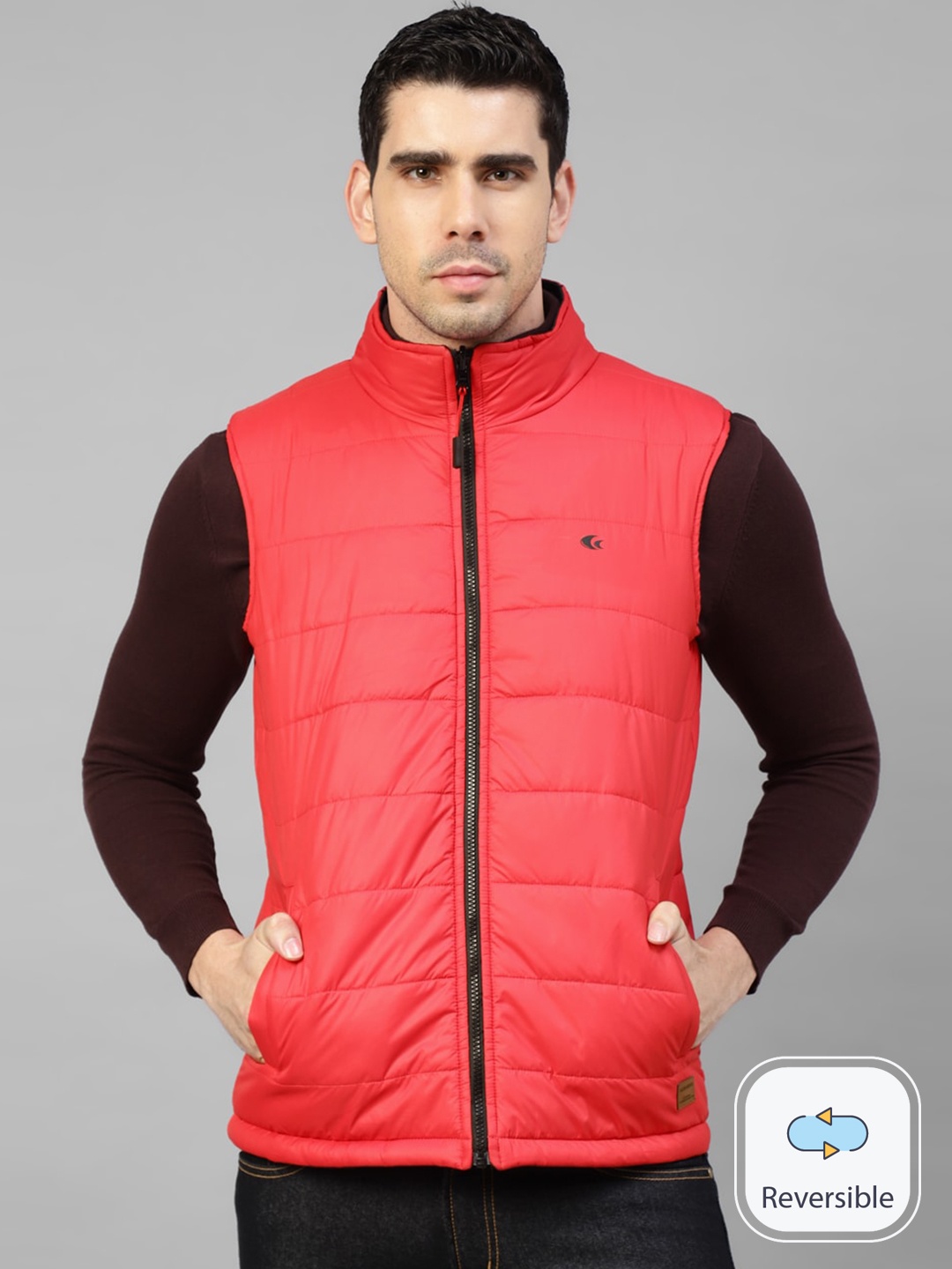 

Allen Cooper Water Repellent Mock Collar Puffer Jacket, Red