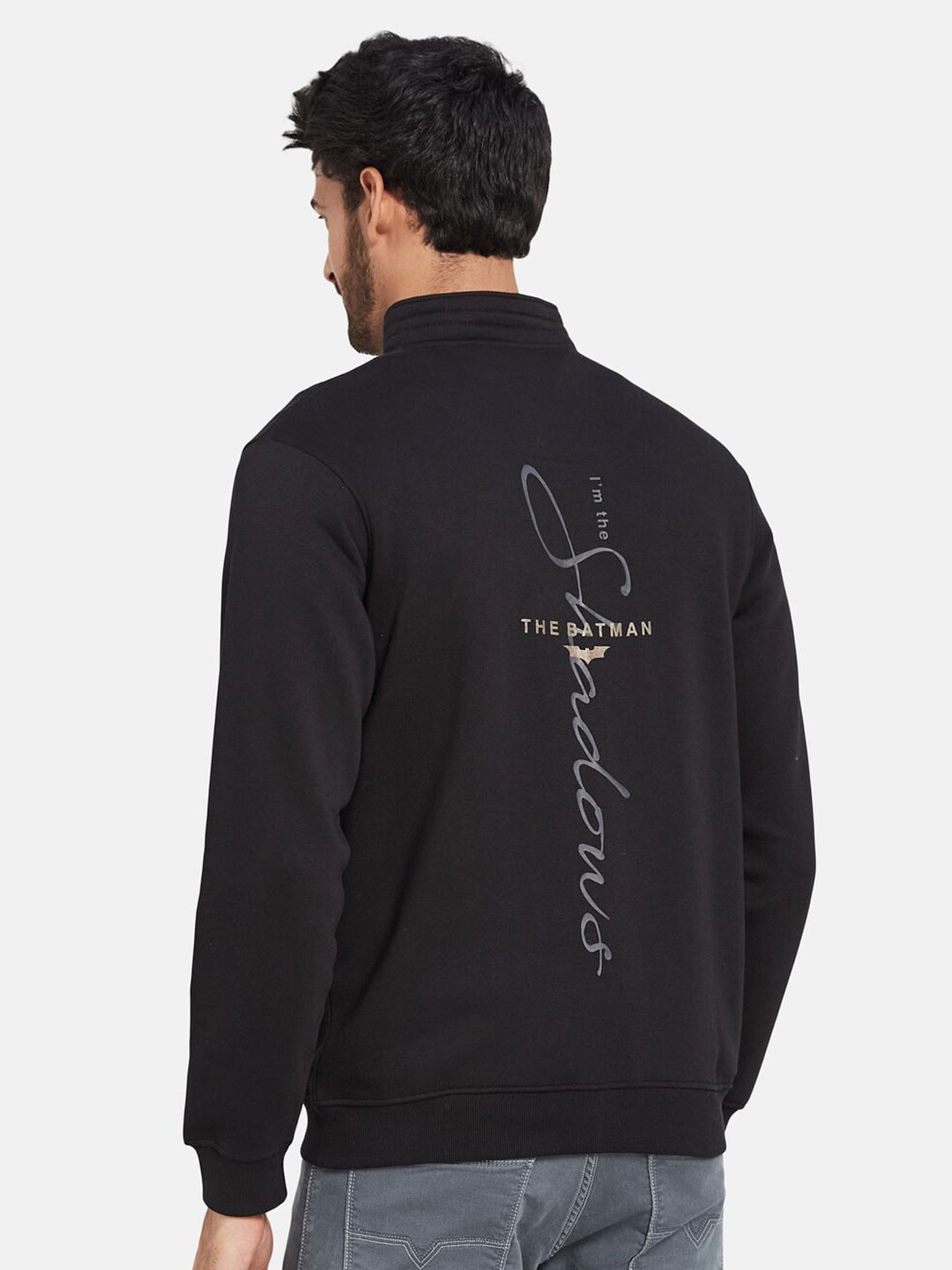 Octave Typography Printed Fleece Sweatshirt, Black