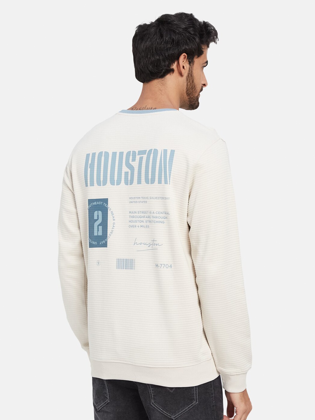 

Octave Typography Printed Fleece Pullover, Off white