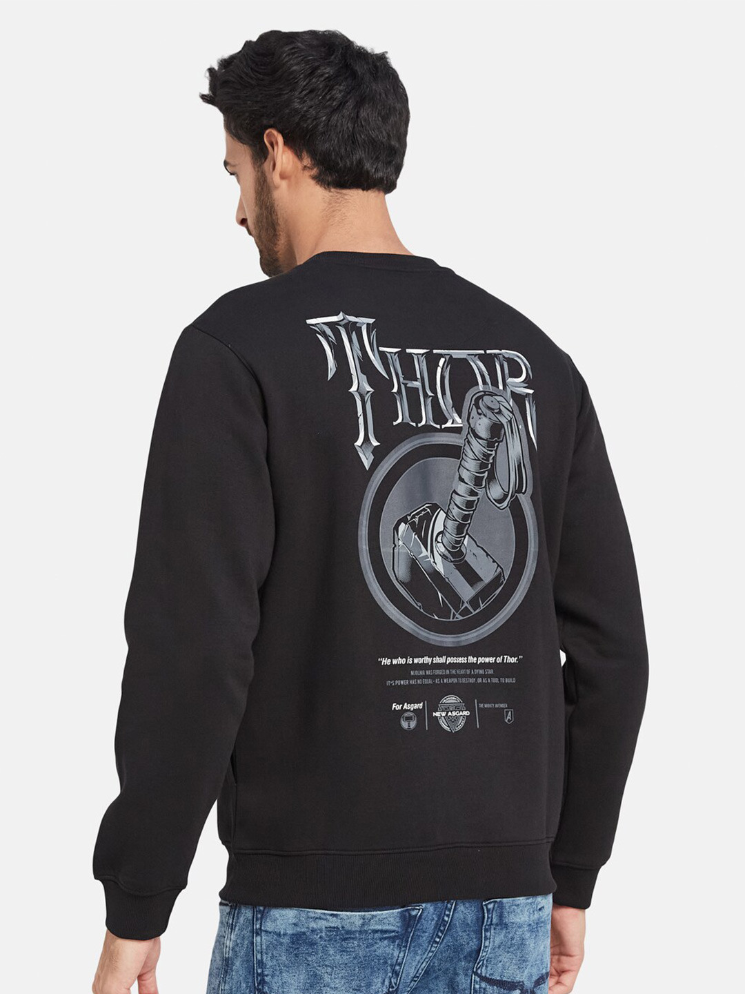 

Octave Thor Printed Fleece Pullover, Black