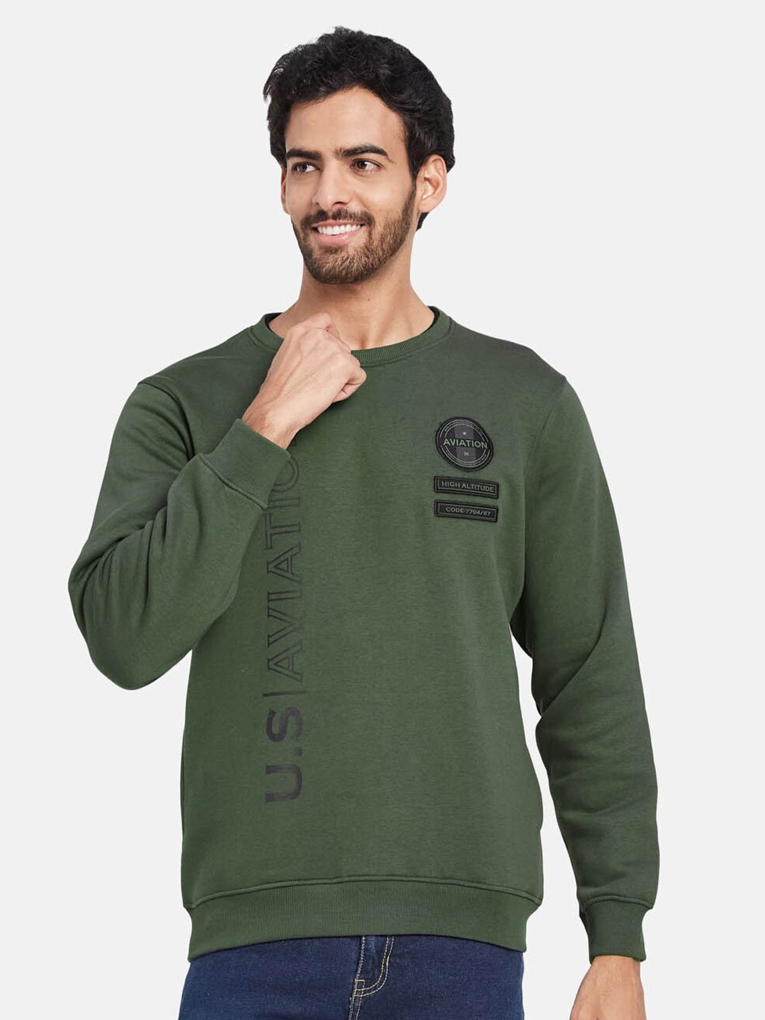 

Octave Typographic Printed Fleece Sweatshirt, Olive