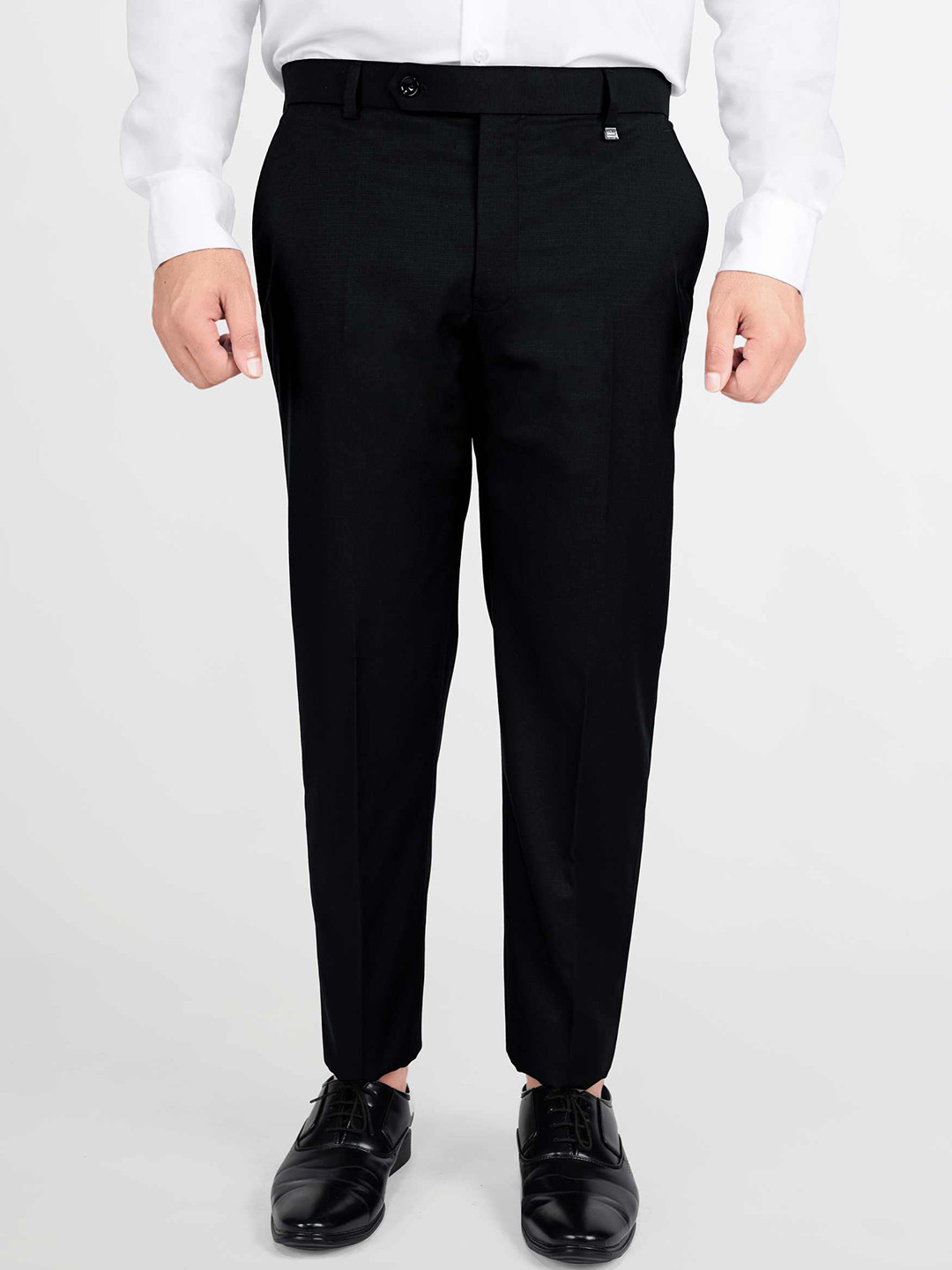 

FRENCH CROWN Men Relaxed Wool Wrinkle Free Chambray Formal Trousers, Blue