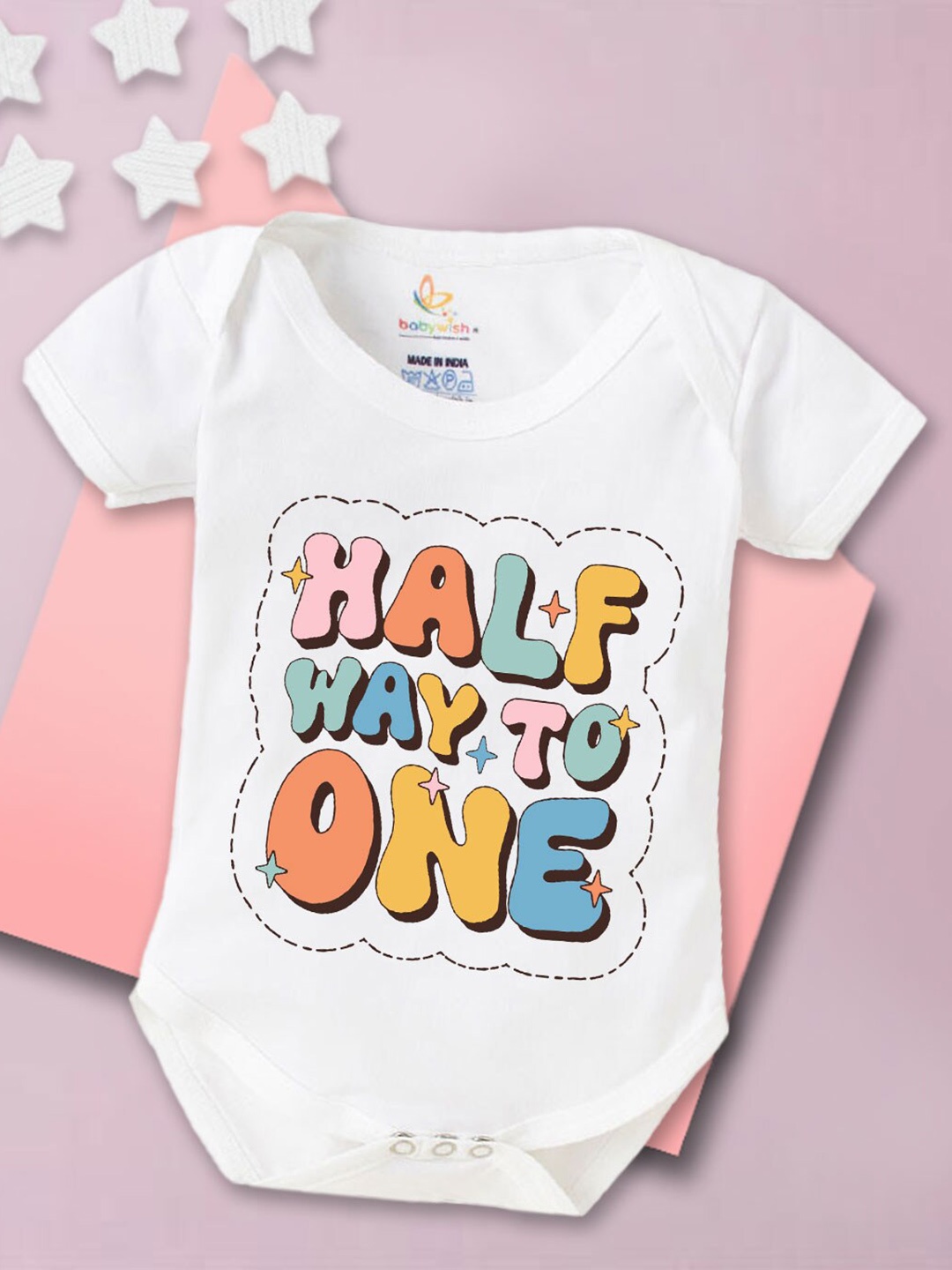 

Babywish Infants Typography Printed Cotton Bodysuit, White
