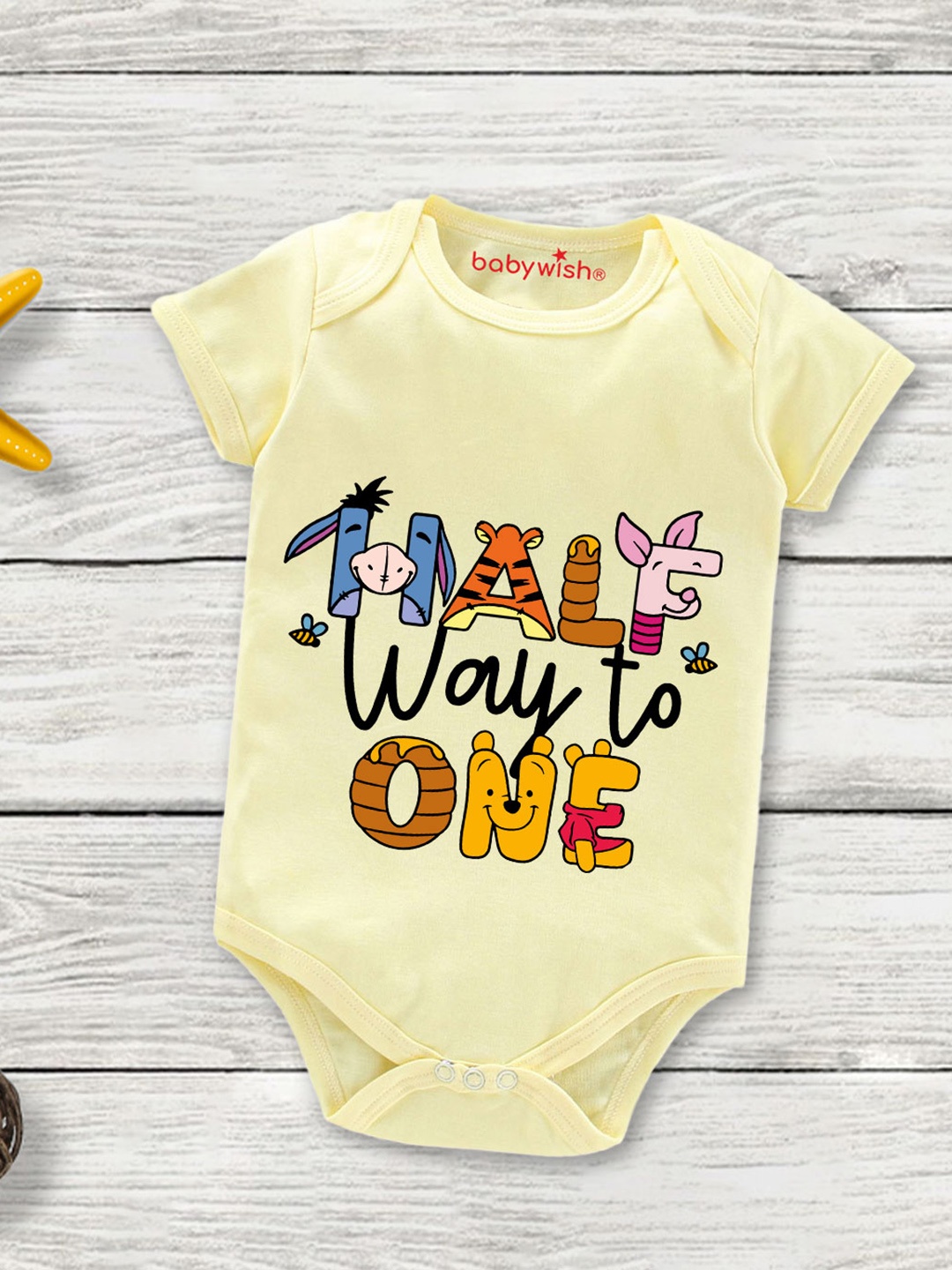 

Babywish Infants Typography Printed Cotton Bodysuit, Yellow