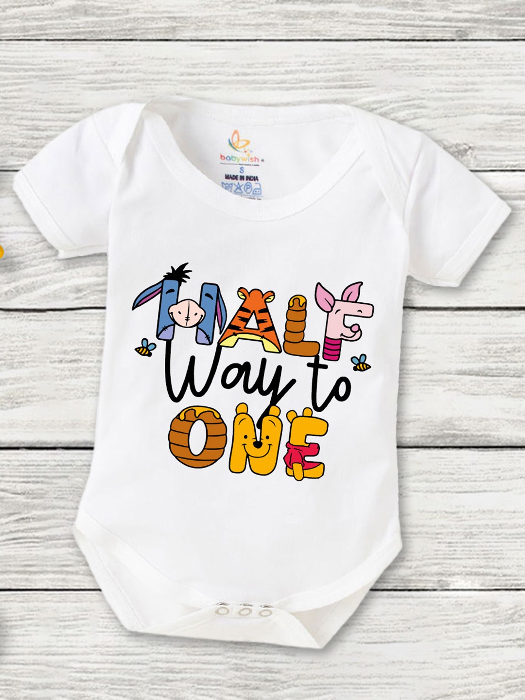 

Babywish Infants Typography Printed Cotton Bodysuit, White