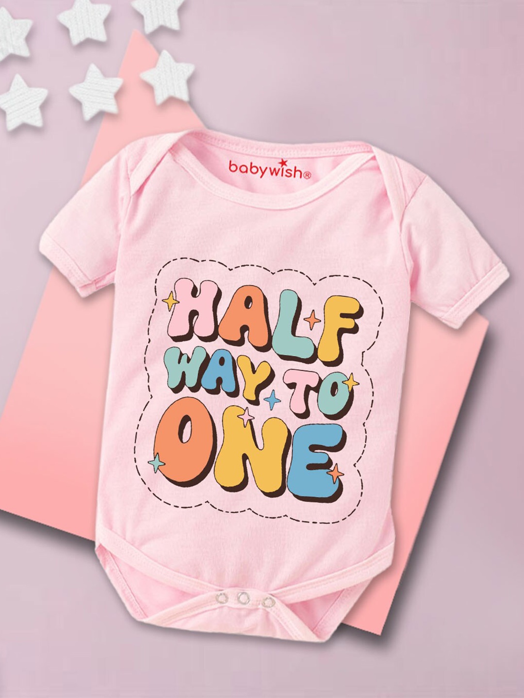 

Babywish Infants Typography Printed Cotton Bodysuit, Pink