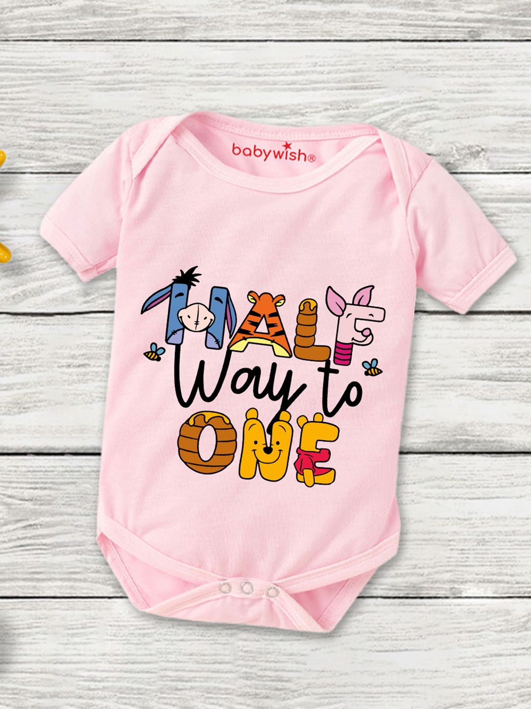 

Babywish Infants Typography Printed Cotton Bodysuit, Pink