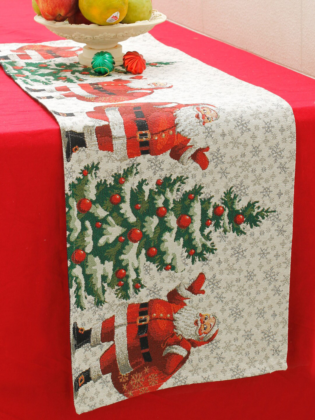 

AVI Living Off-White & Red Santa Christmas Printed Table Runner