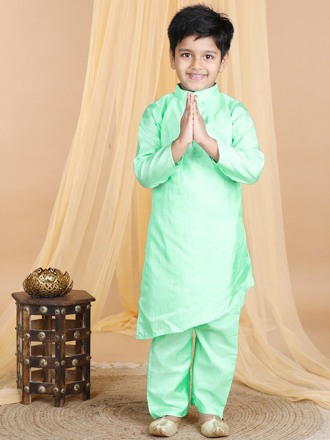 Cutiekins Boys Straight Kurta with Pyjamas, Sea green