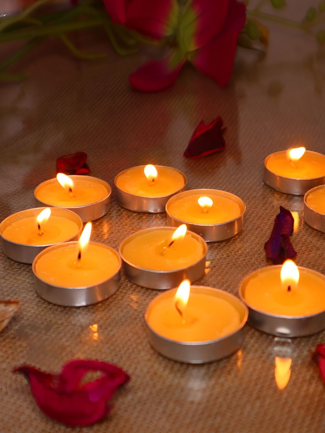 

HOME AUZAR 50-Pcs Yellow Textured Metal Tea-Light Wax Diya