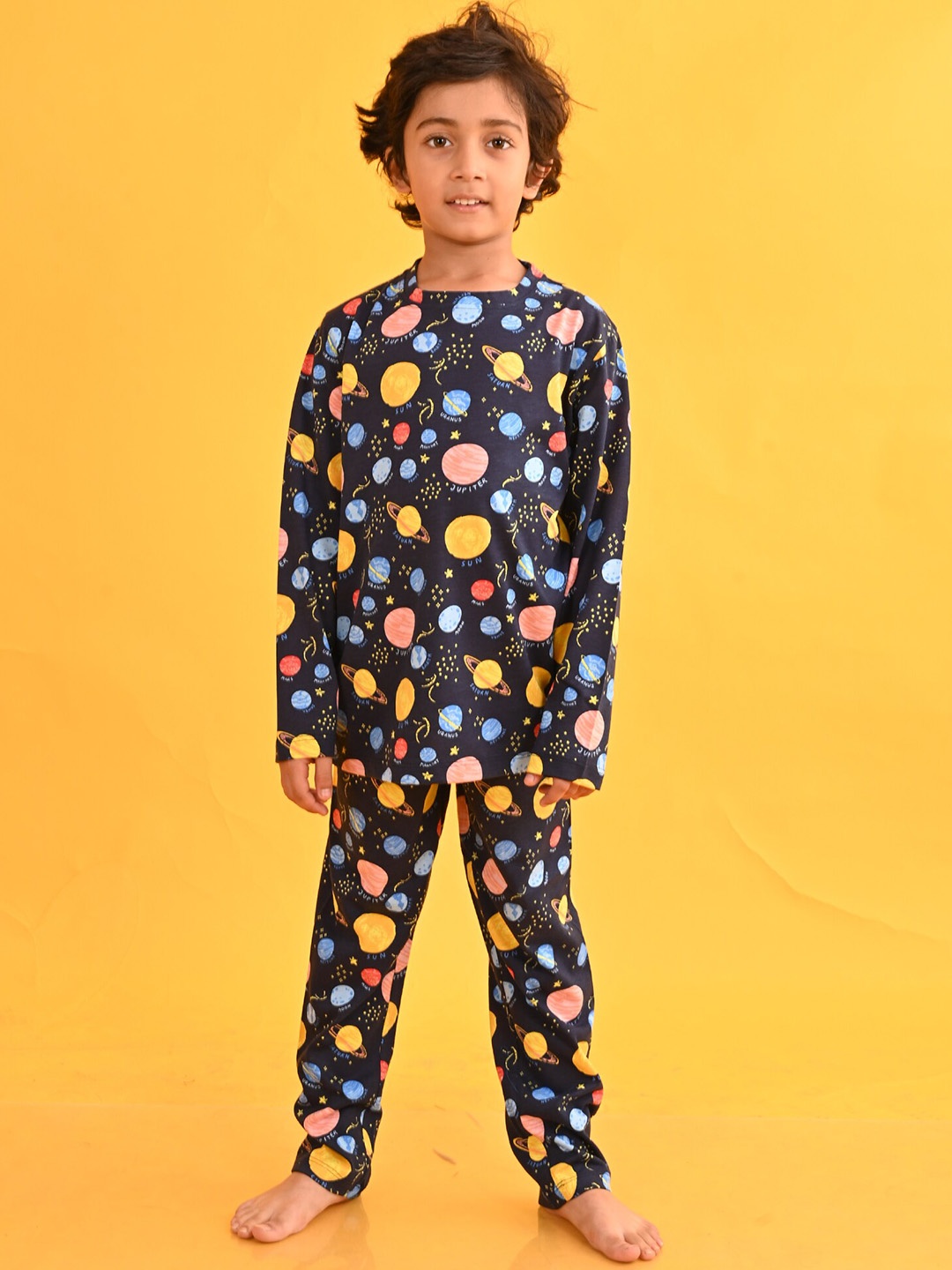 

Anthrilo Boys Graphic Printed Night Suit, Navy blue