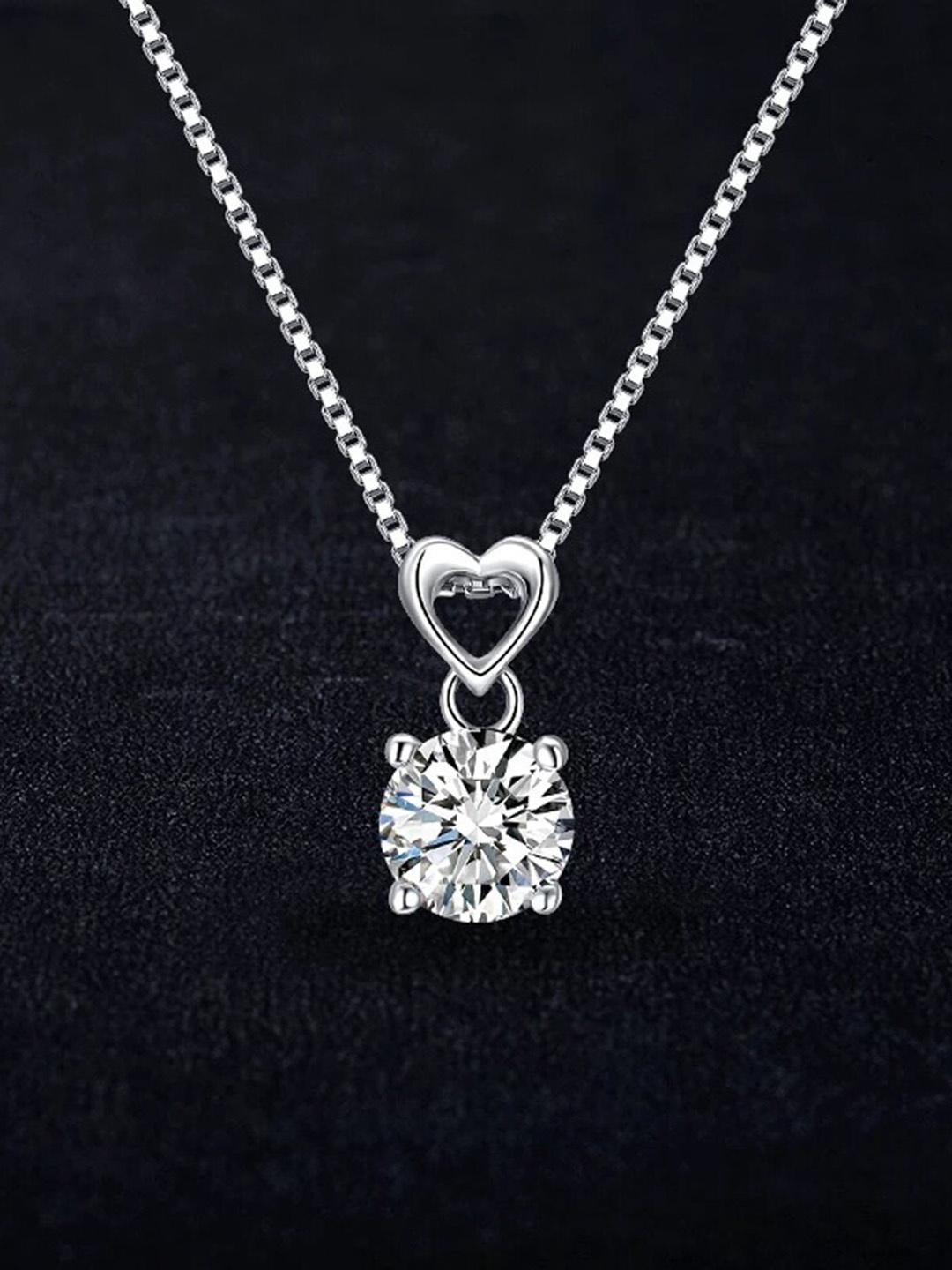 

Shining Diva Fashion Silver Plated Crystal-Studded Necklace And Earrings
