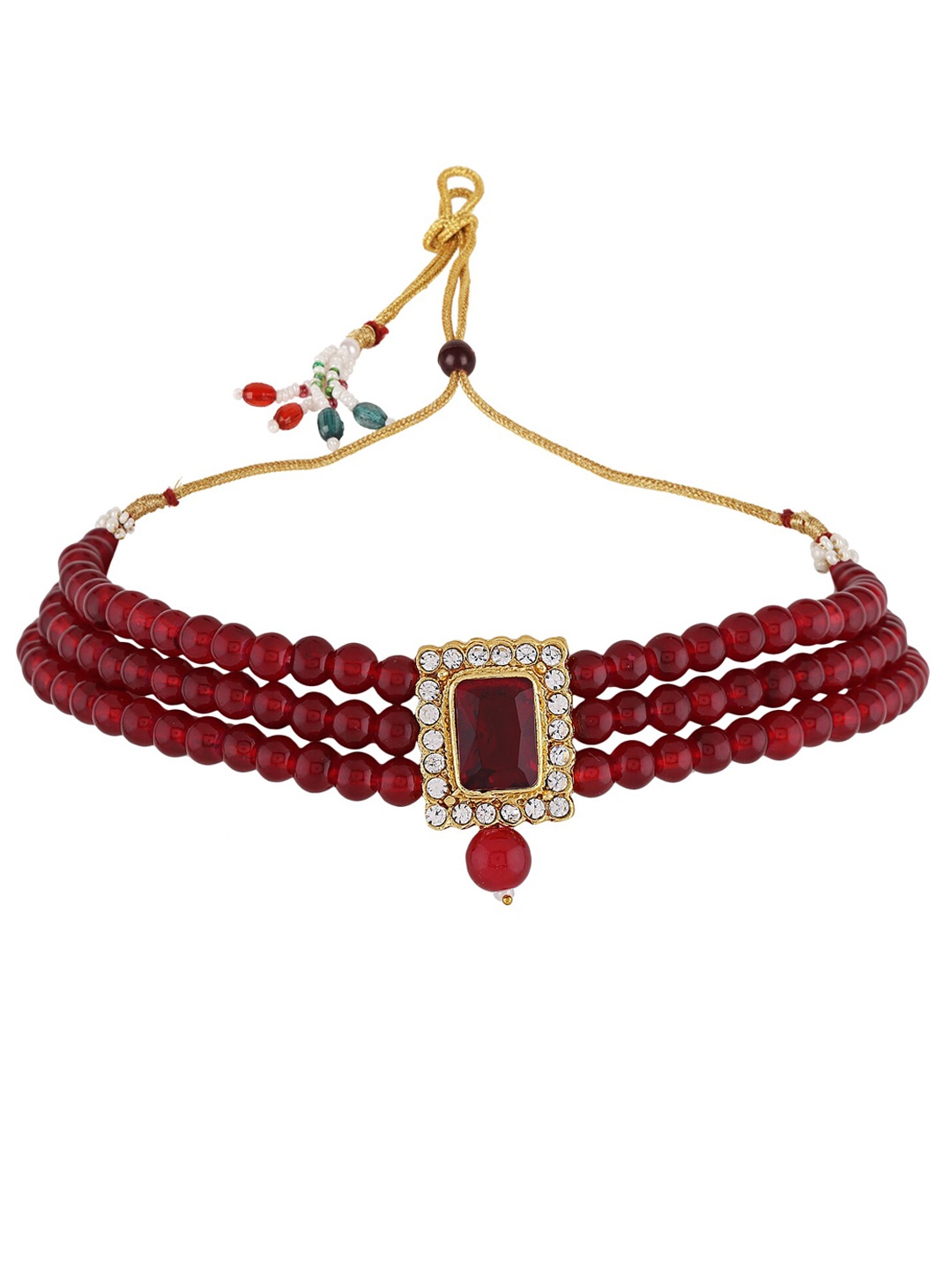 

Shining Diva Gold Plated Pearls Studded Jewellery Set, Maroon