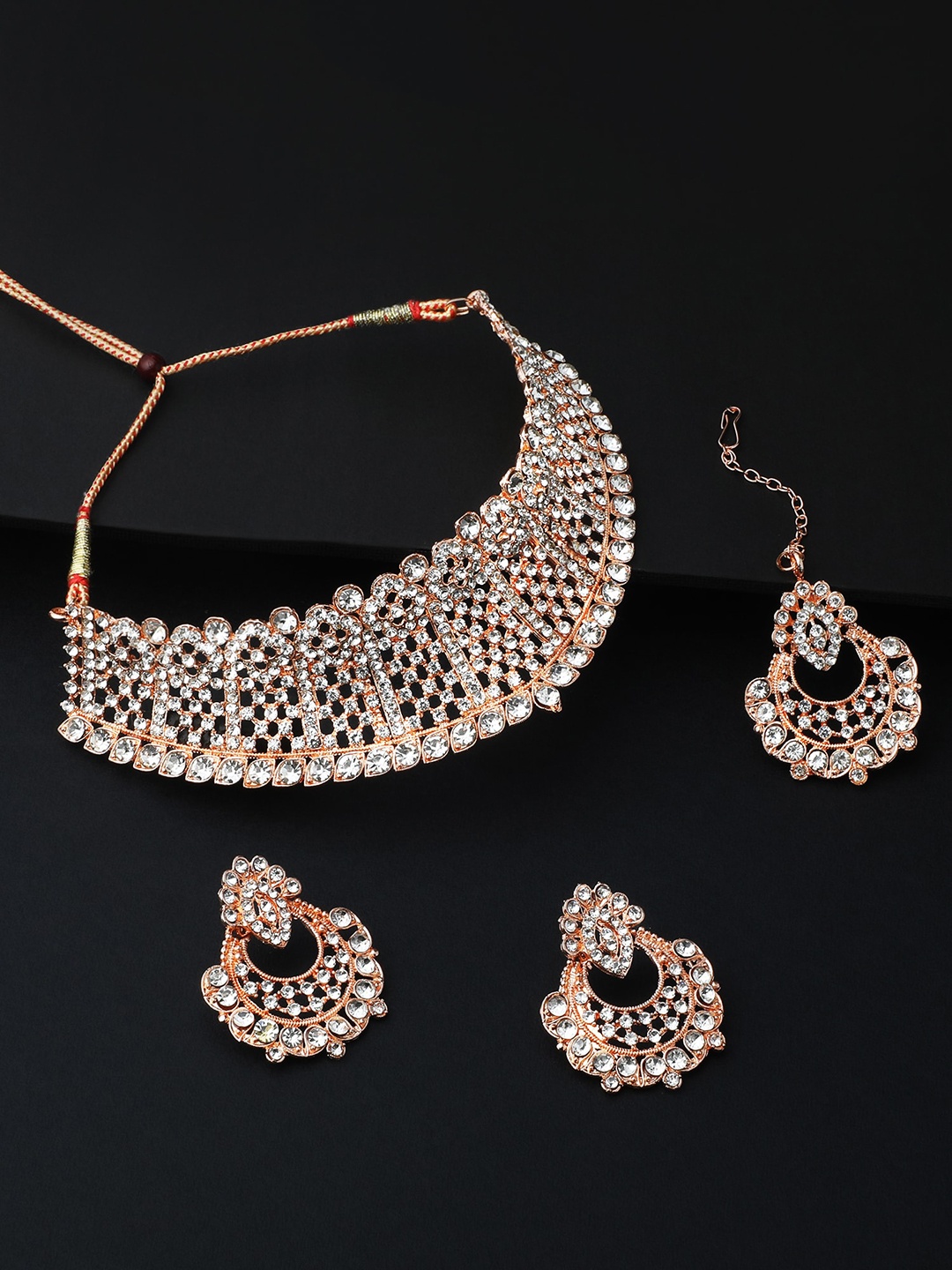 

Shining Diva Gold-Plated Crystals-Studded Jewellery Set