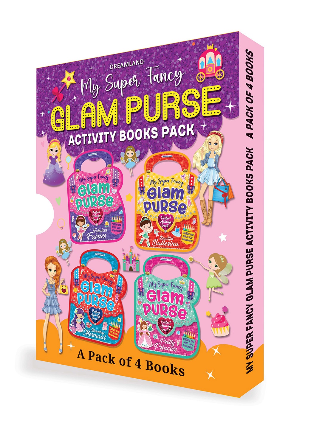 

Dreamland Kids Set Of 4 Glam Purse Books, Pink
