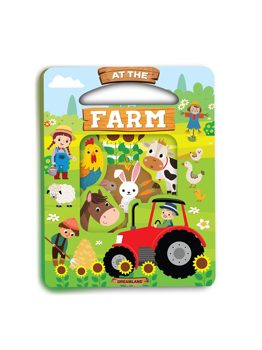 

Dreamland Kids Die Cut Window Board Book - At the Farm, Green