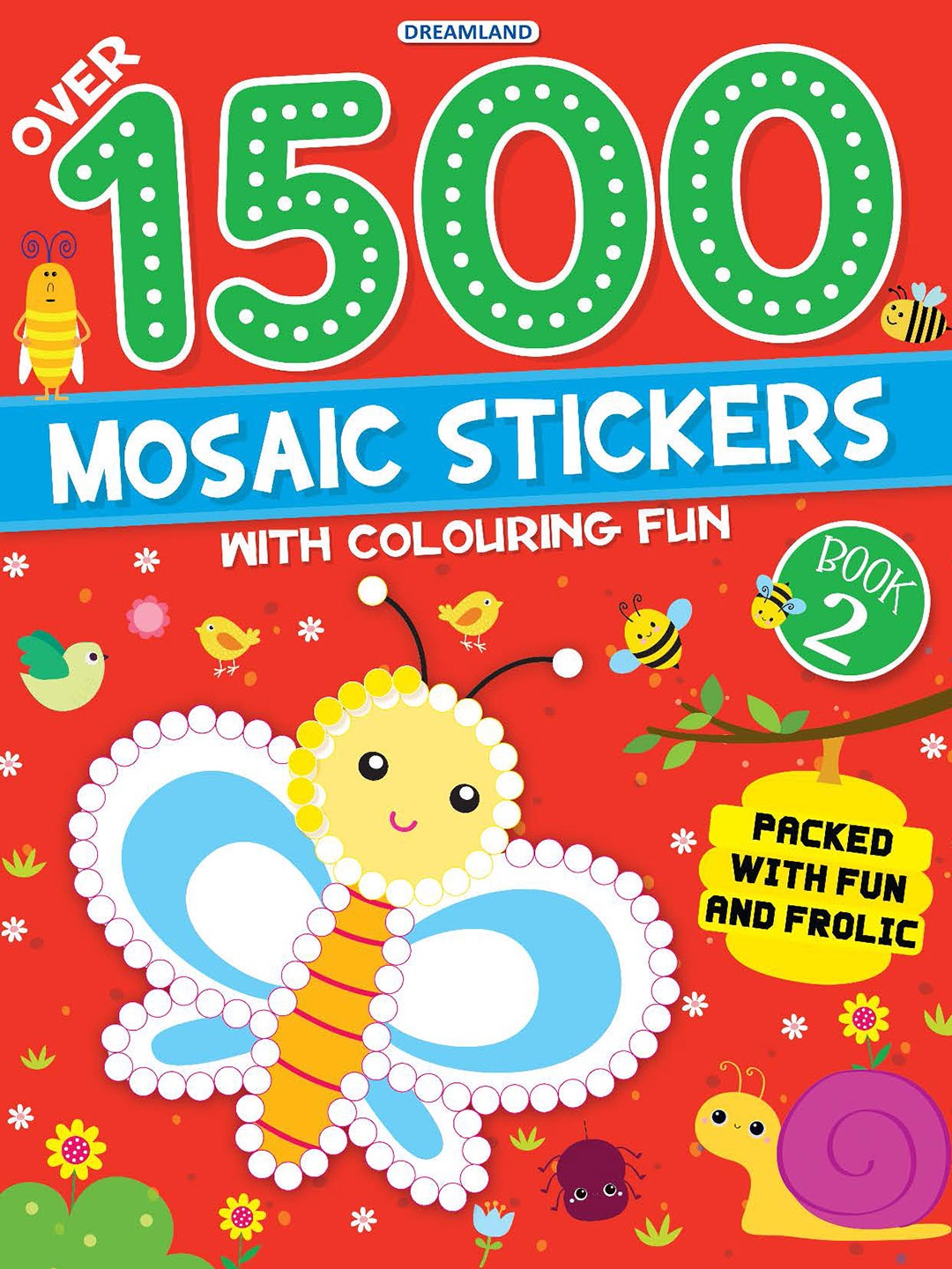 

Dreamland Kids 1500 Mosaic Stickers Book 2 With Colouring Fun, Red