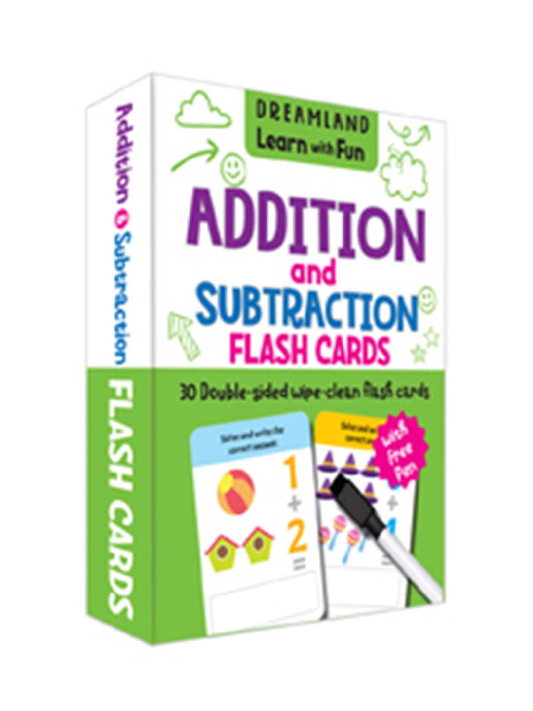 

Dreamland Kids Set Of 30 Double Sided Flash Cards With Pen, White