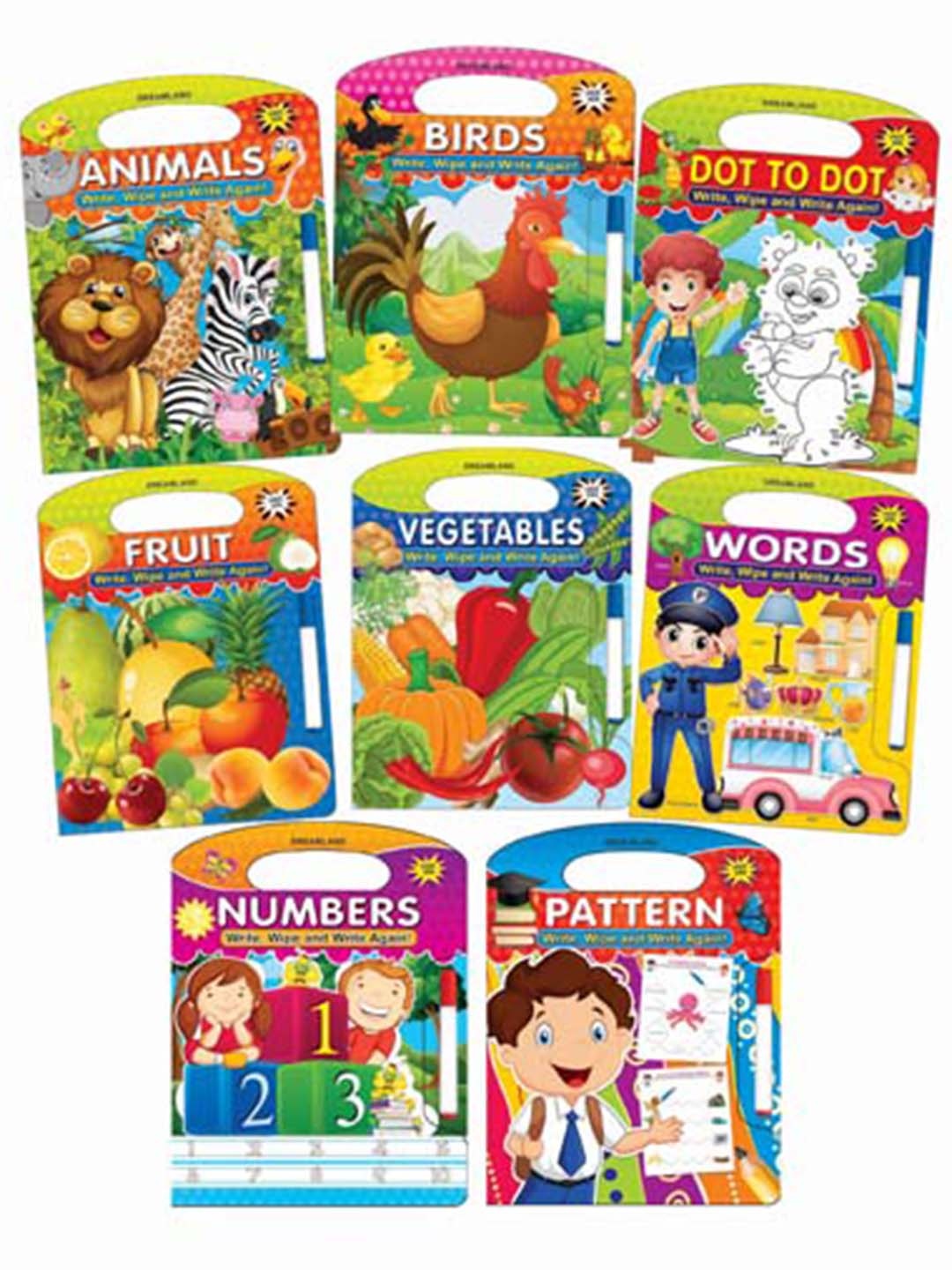 

Dreamland Kids Set Of 8 Printed Write & Wipe Books, Green