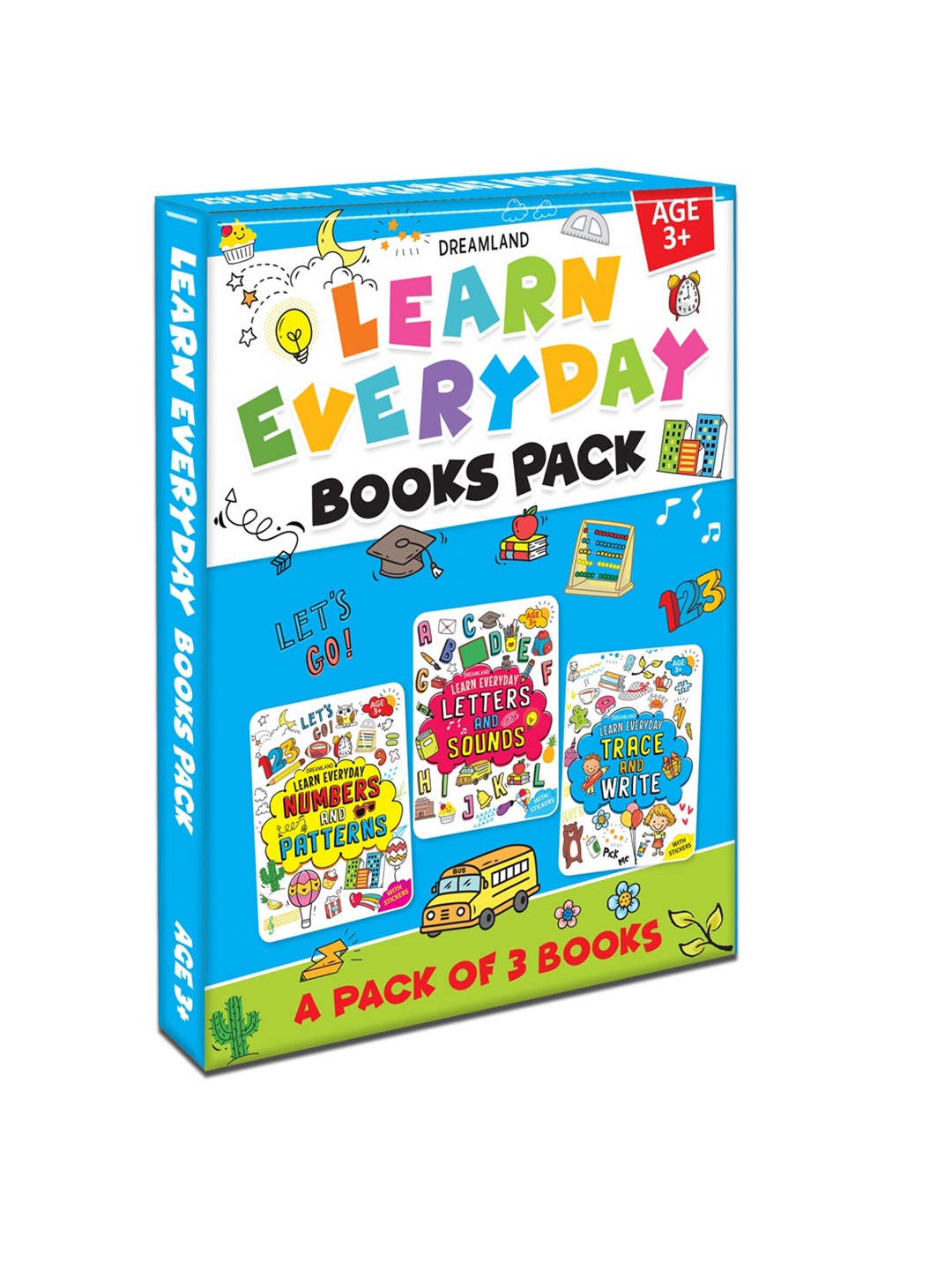 

Dreamland Learn Everyday 3 Book Set Age 3 Letters Sounds, Number & Pattern,Trace & Write, Yellow