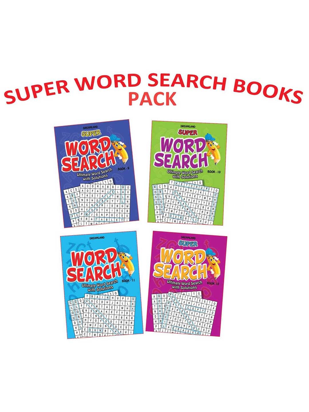 

Dreamland Kids Set Of 4 Super Word Search Interactive & Activity Book, Blue