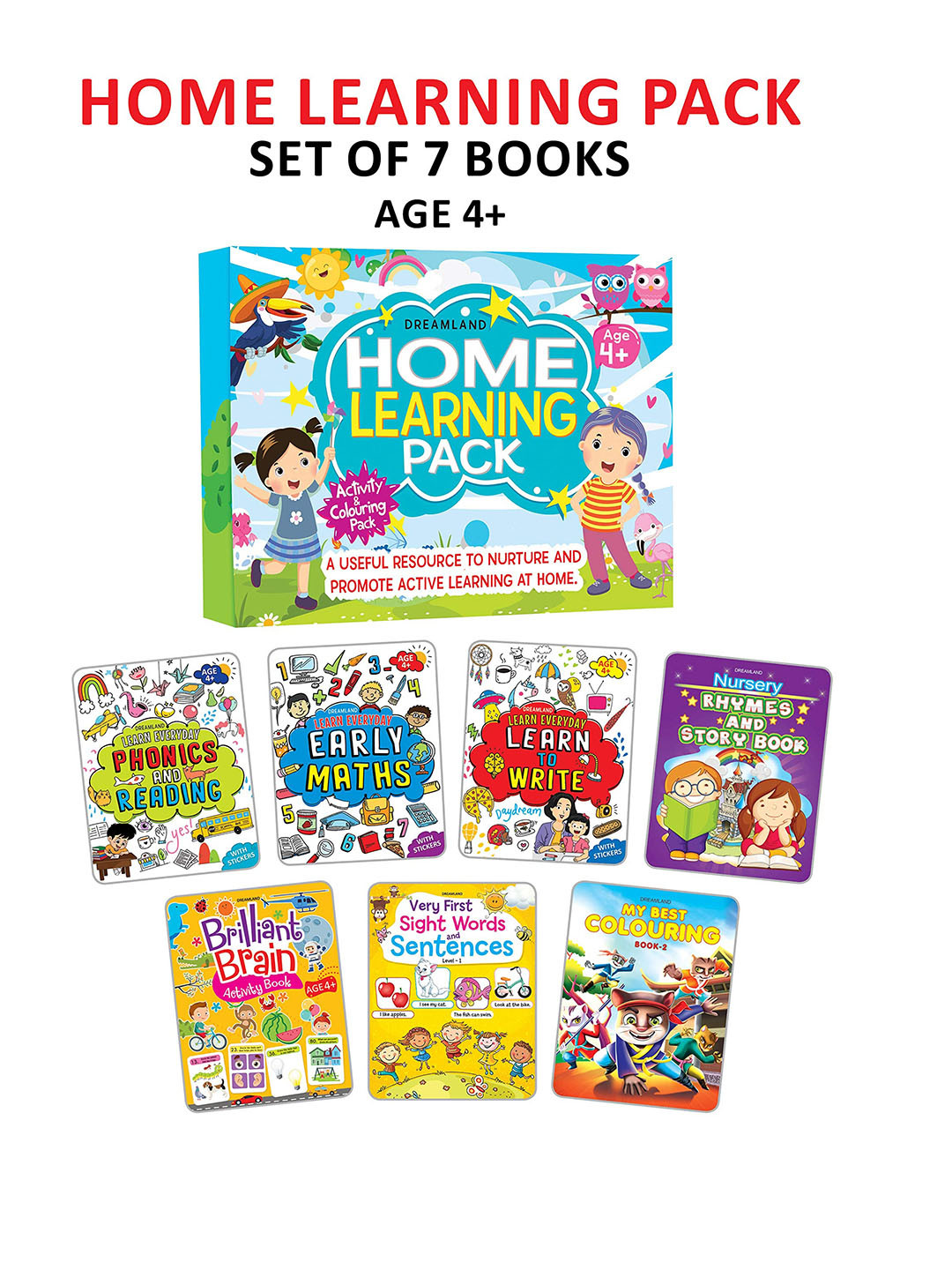 

Dreamland Kids Set Of 7 Home Learning Pack Books, Blue