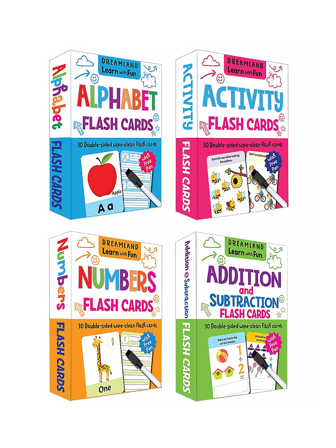 

Dreamland 120 Pcs Activity Flash Cards With Pen, White