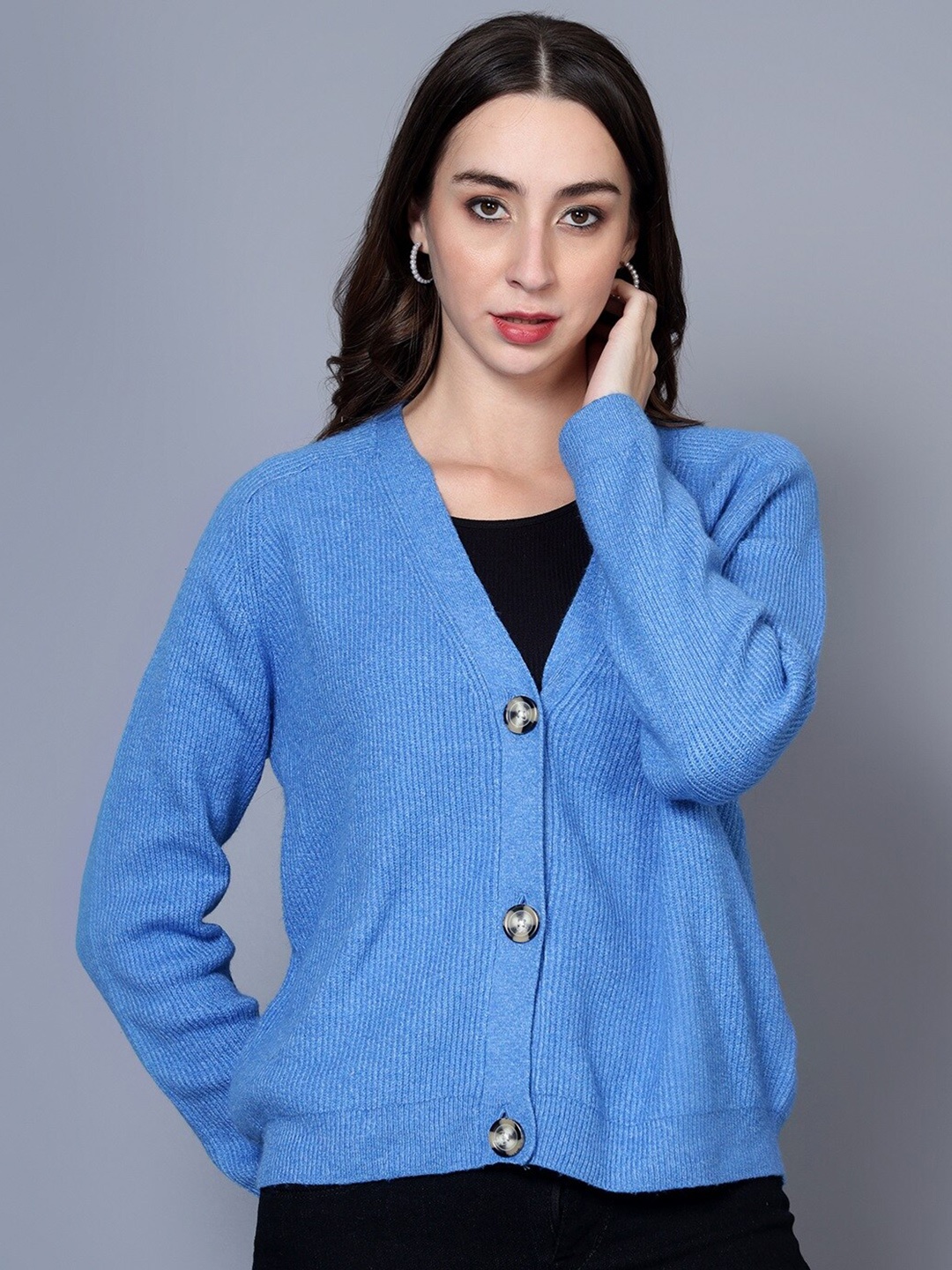 

BROOWL V-Neck Woollen Sweater Vest, Blue