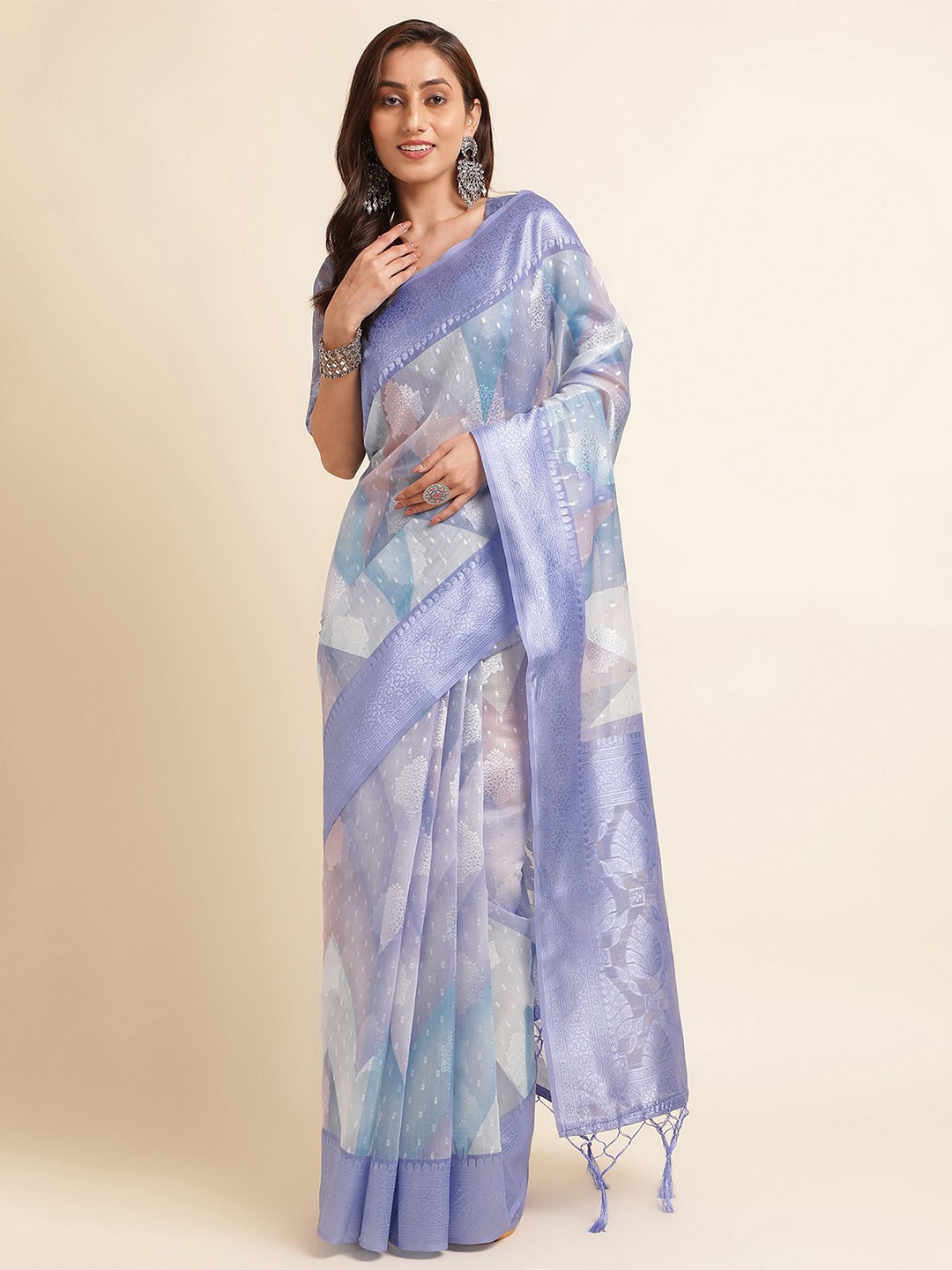 

Mitera Woven Design Zari Silk Cotton Saree, Purple